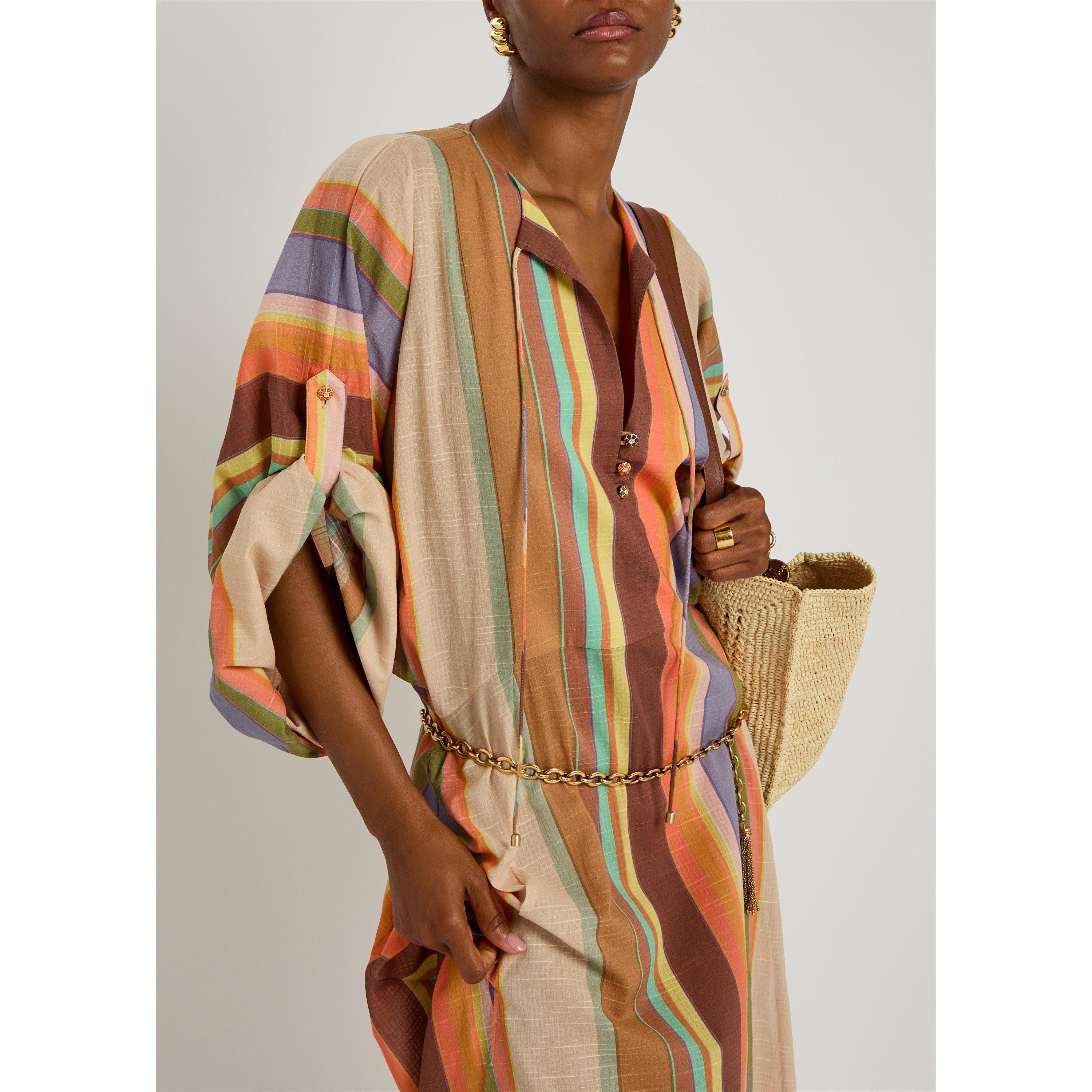 MULTICOLOURED - Zimmermann - Women's Solstice Striped Cotton Tunic Midi Dress - 4