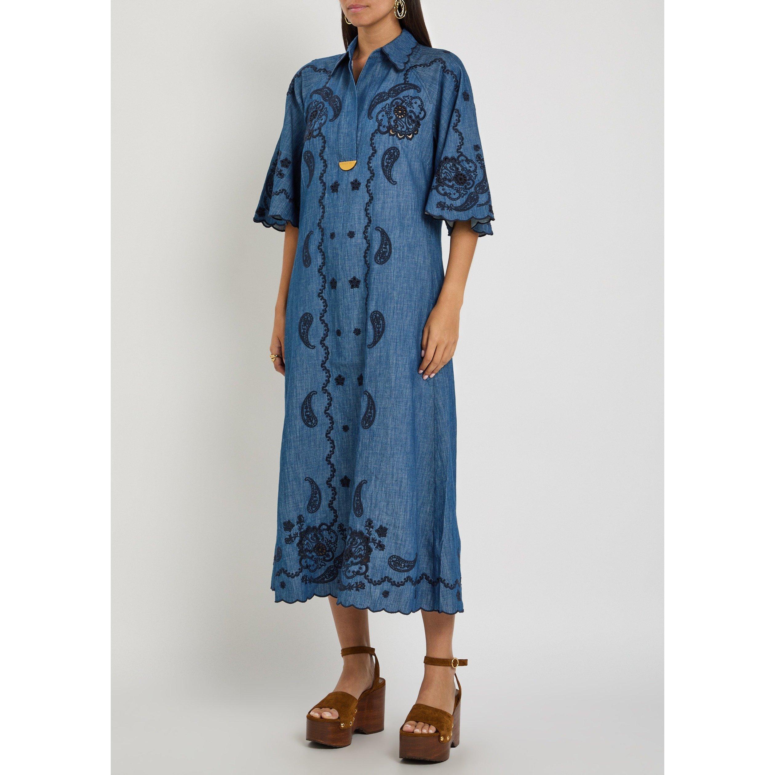 BLUE - Zimmermann - Aster Embroidered Denim Midi - 2