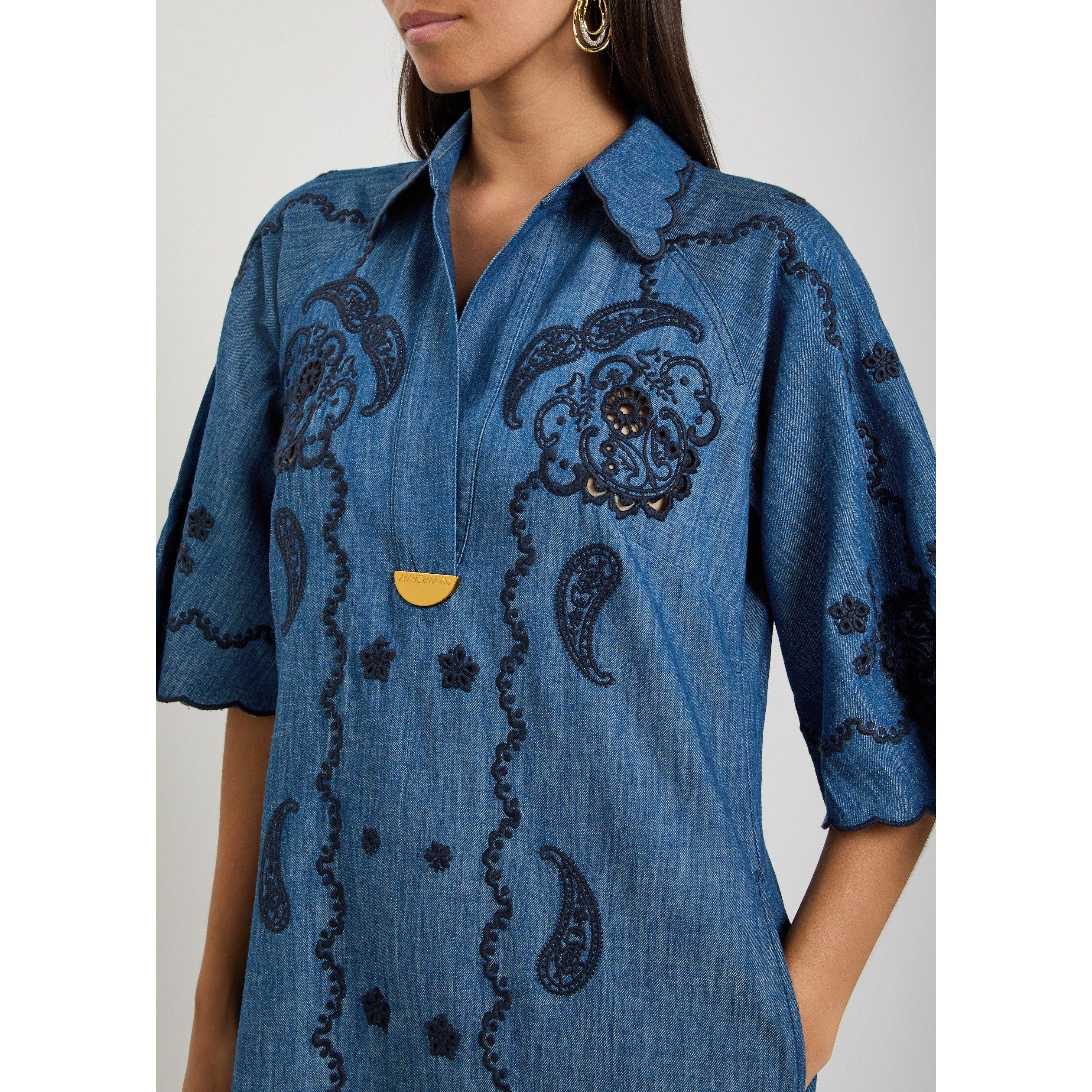 BLUE - Zimmermann - Aster Embroidered Denim Midi - 4