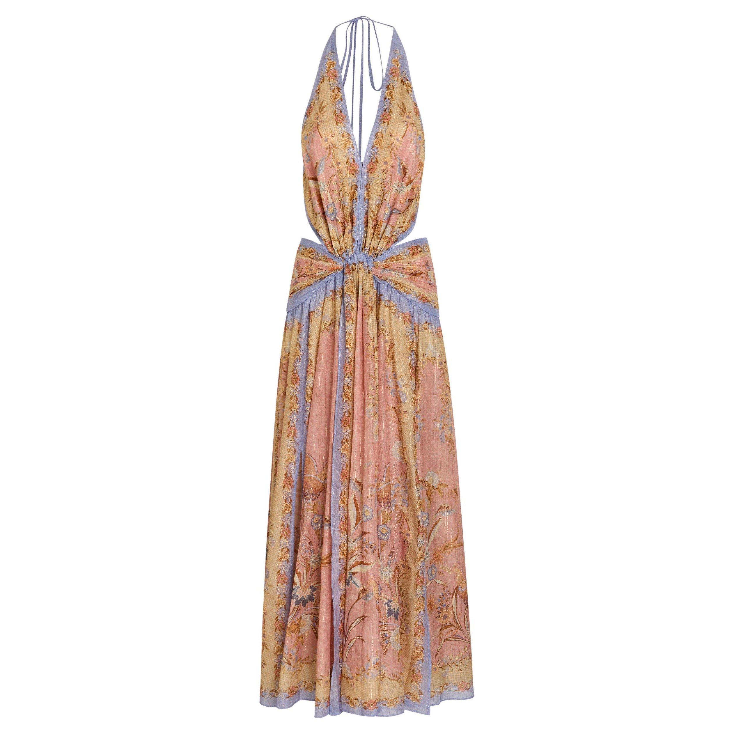 PINK AND OTHER - Zimmermann - Indra Plunge Halter Maxi Dress