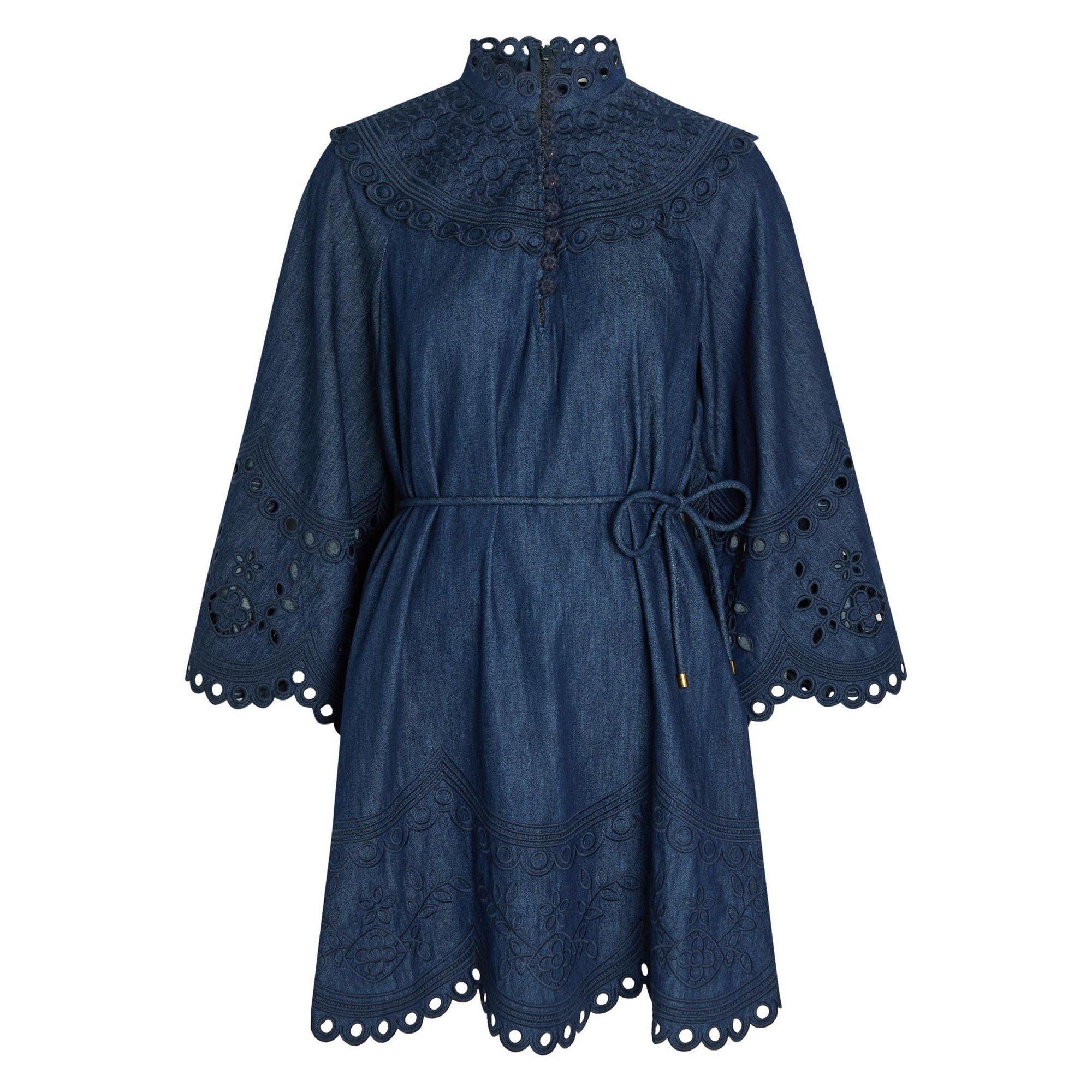 NAVY - Zimmermann - Mahon Broderie Denim Mini