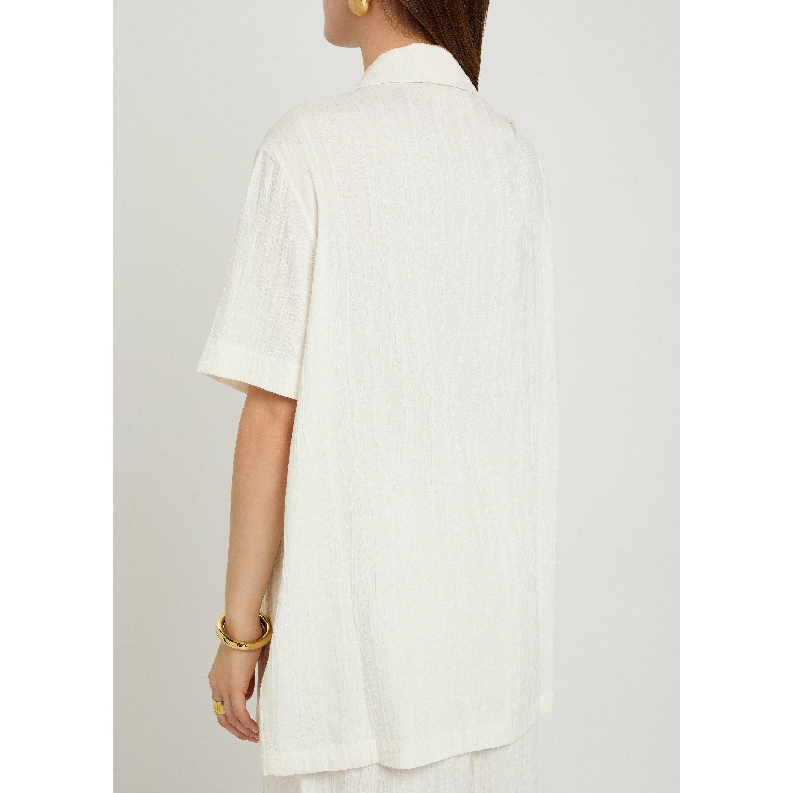 WHITE - Delos - Women's Otto Short-Sleeve Viscose Oversized-Fit Shirt - 3