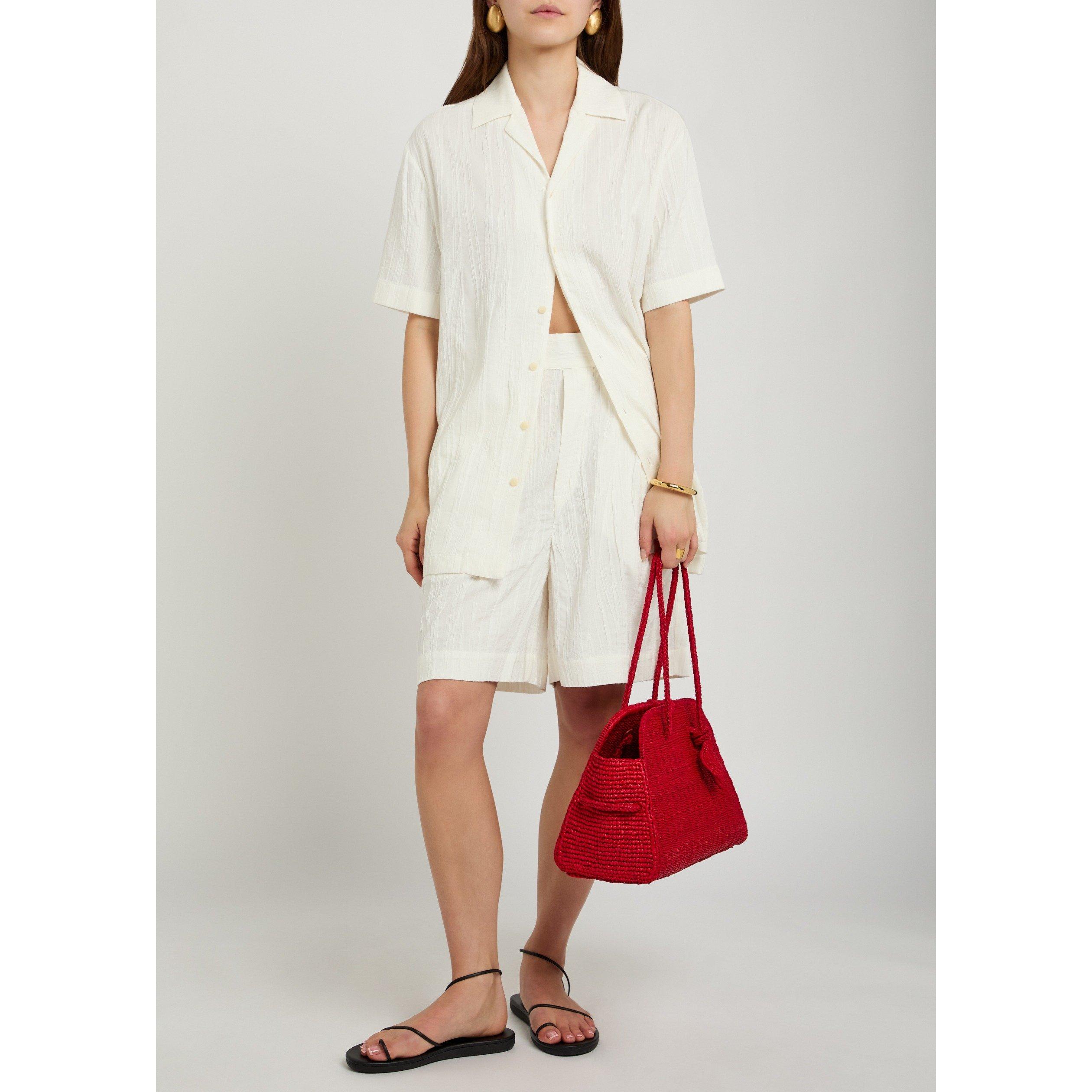 WHITE - Delos - Women's Otto Short-Sleeve Viscose Oversized-Fit Shirt - 5
