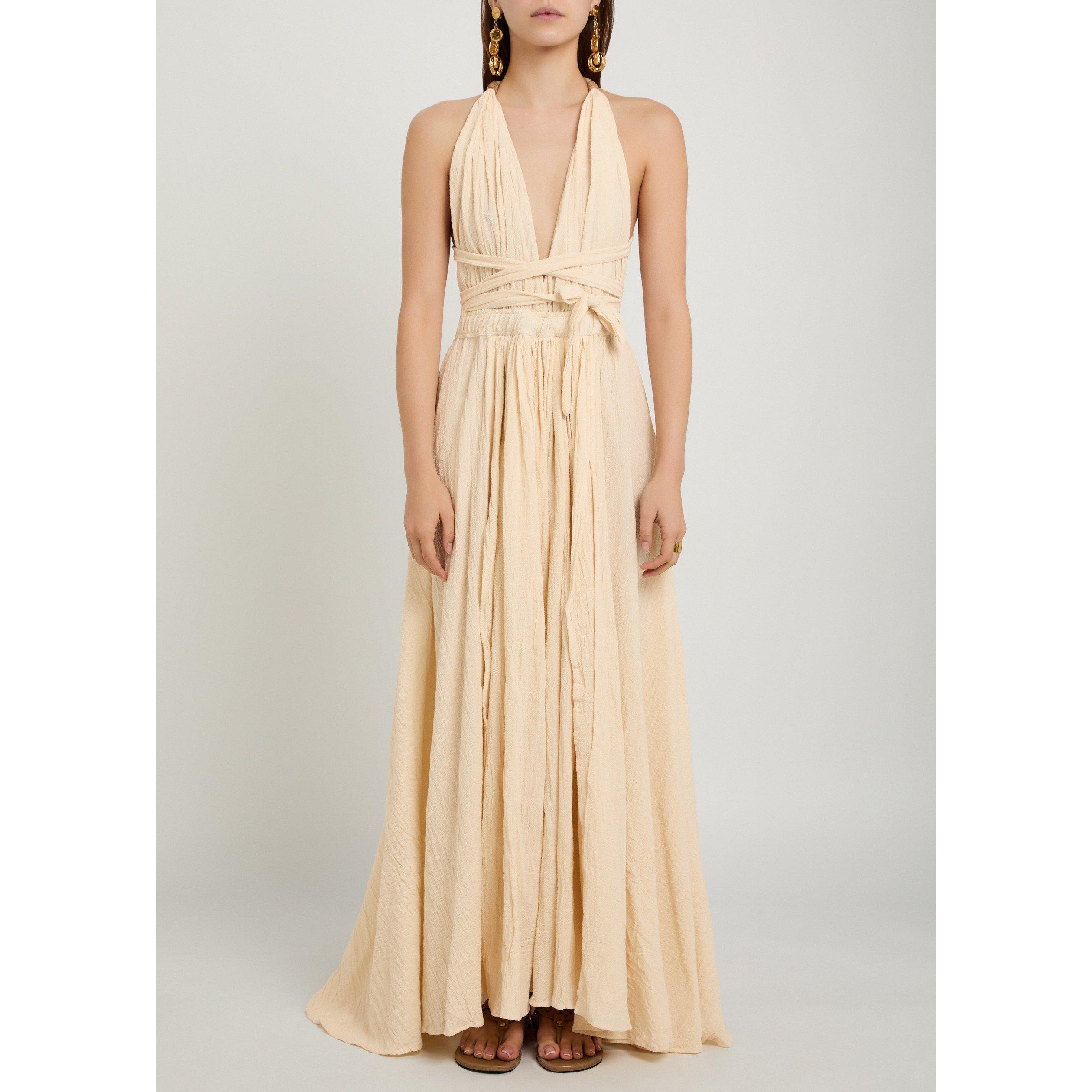 NATURAL - Caravana - LONG COTTON DRESS W DEEP V NEC - 2