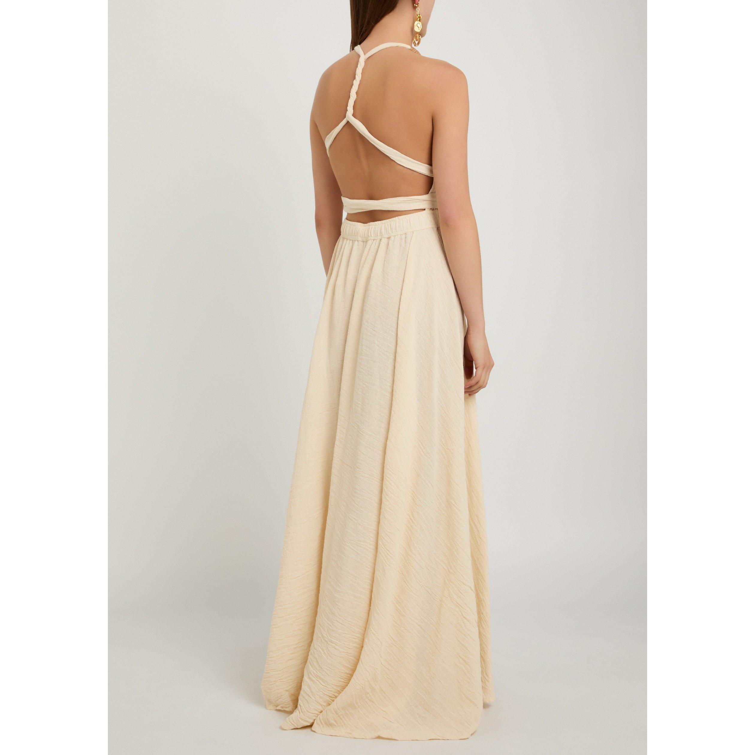 NATURAL - Caravana - LONG COTTON DRESS W DEEP V NEC - 3