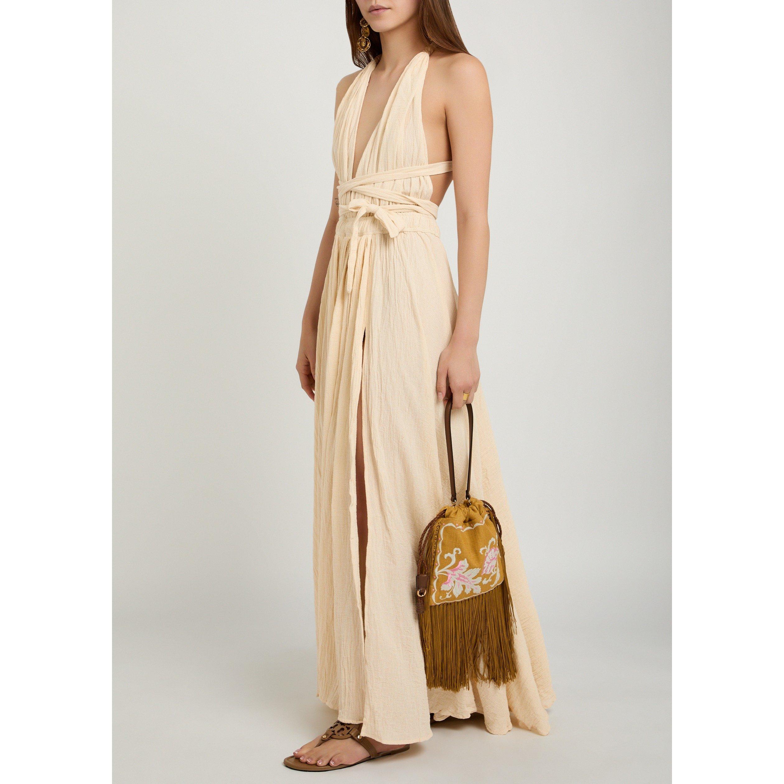 NATURAL - Caravana - LONG COTTON DRESS W DEEP V NEC - 5