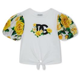 Dolce and Gabbana Floral Logo T Shirt Juniors