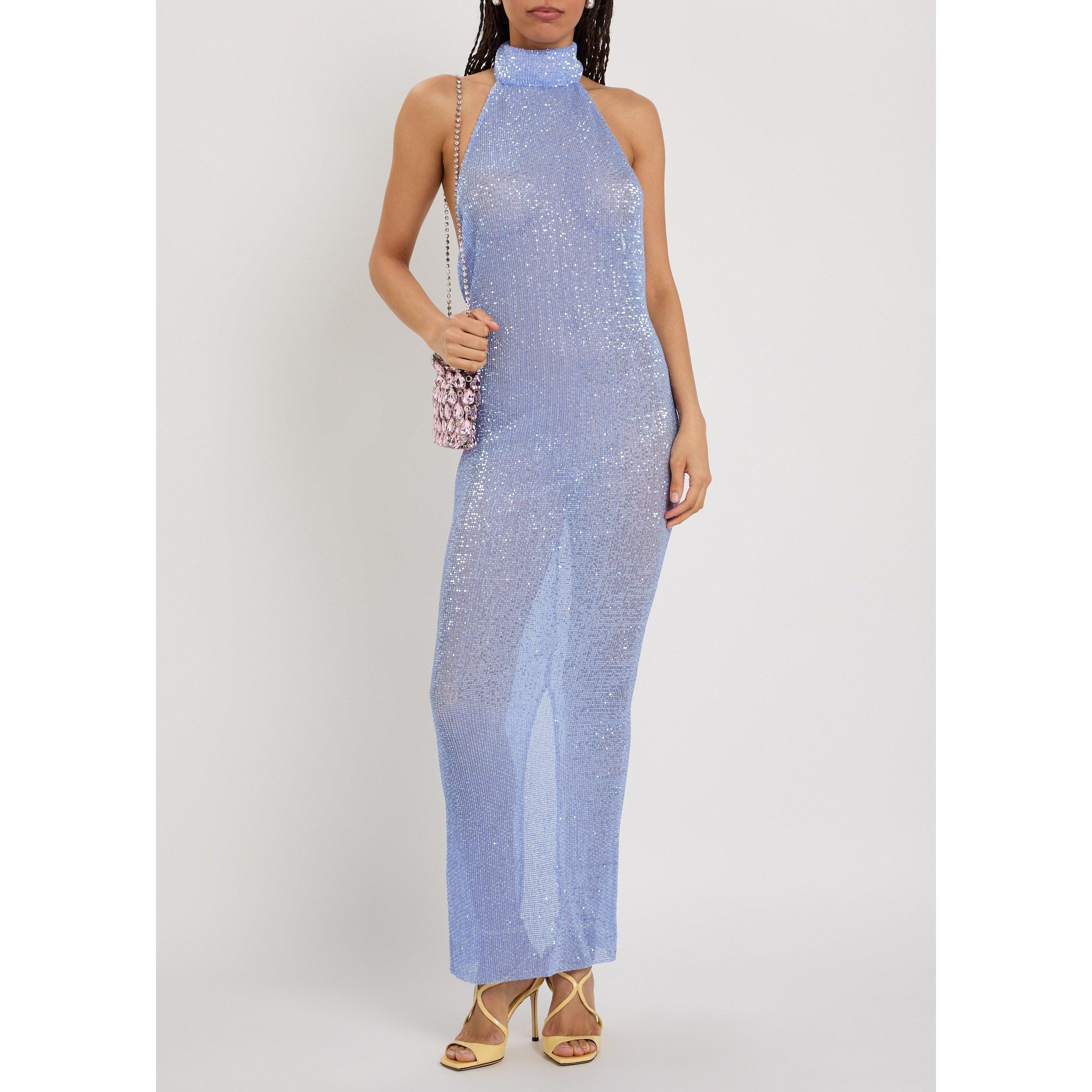 LIGHT BLUE - Unknown - Women's Casablanca Sequin Halterneck Maxi Dress - 5