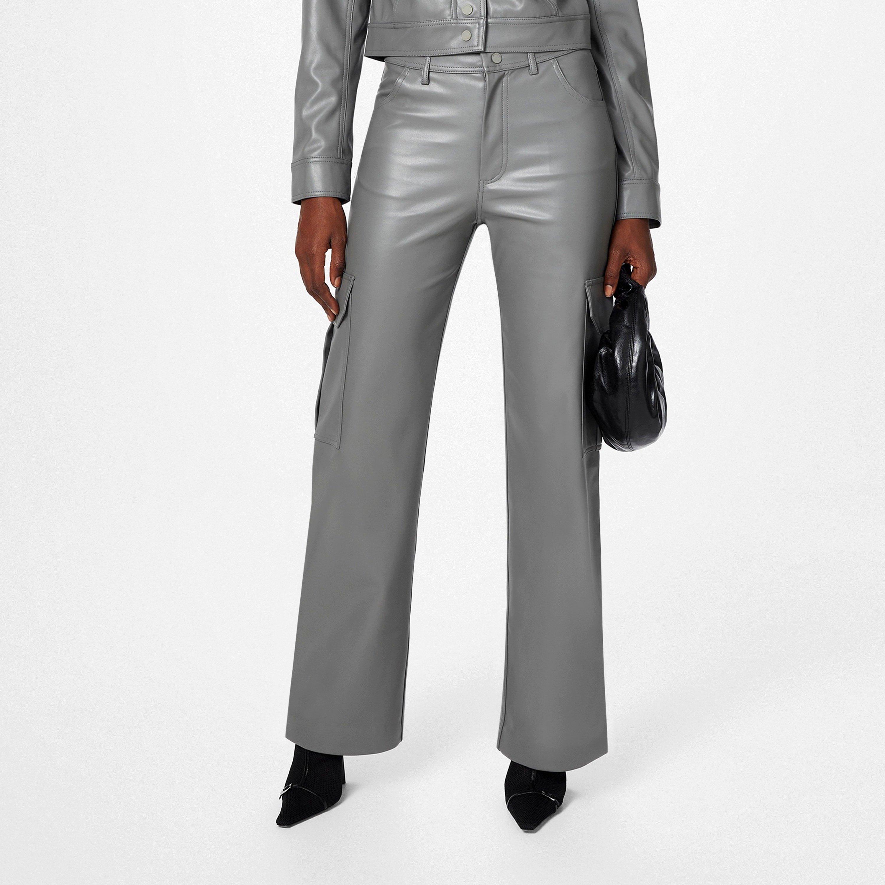 Grey - Stine Goya - Women's Stevie Faux Leather Cargo Trousers - 1