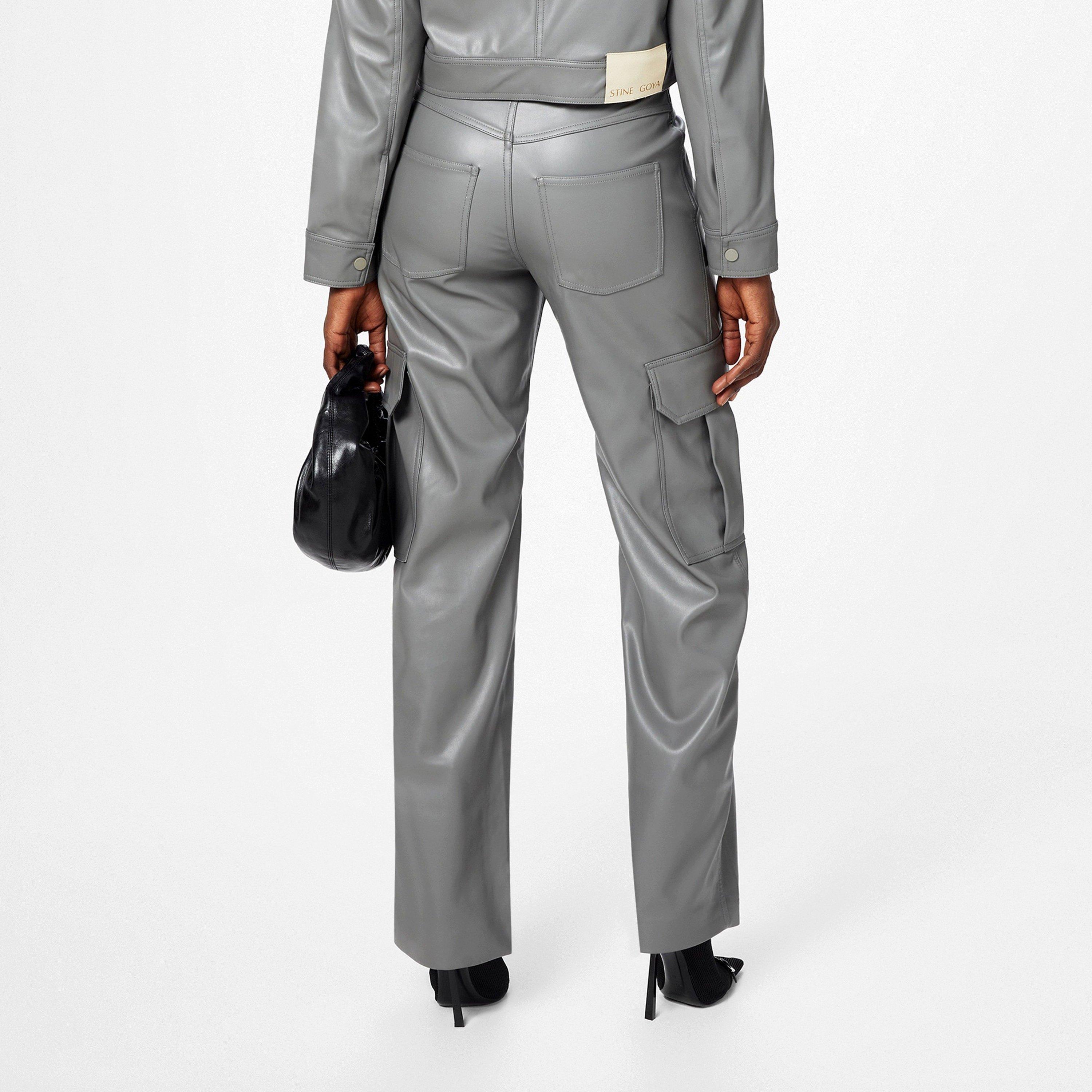 Grey - Stine Goya - Women's Stevie Faux Leather Cargo Trousers - 2