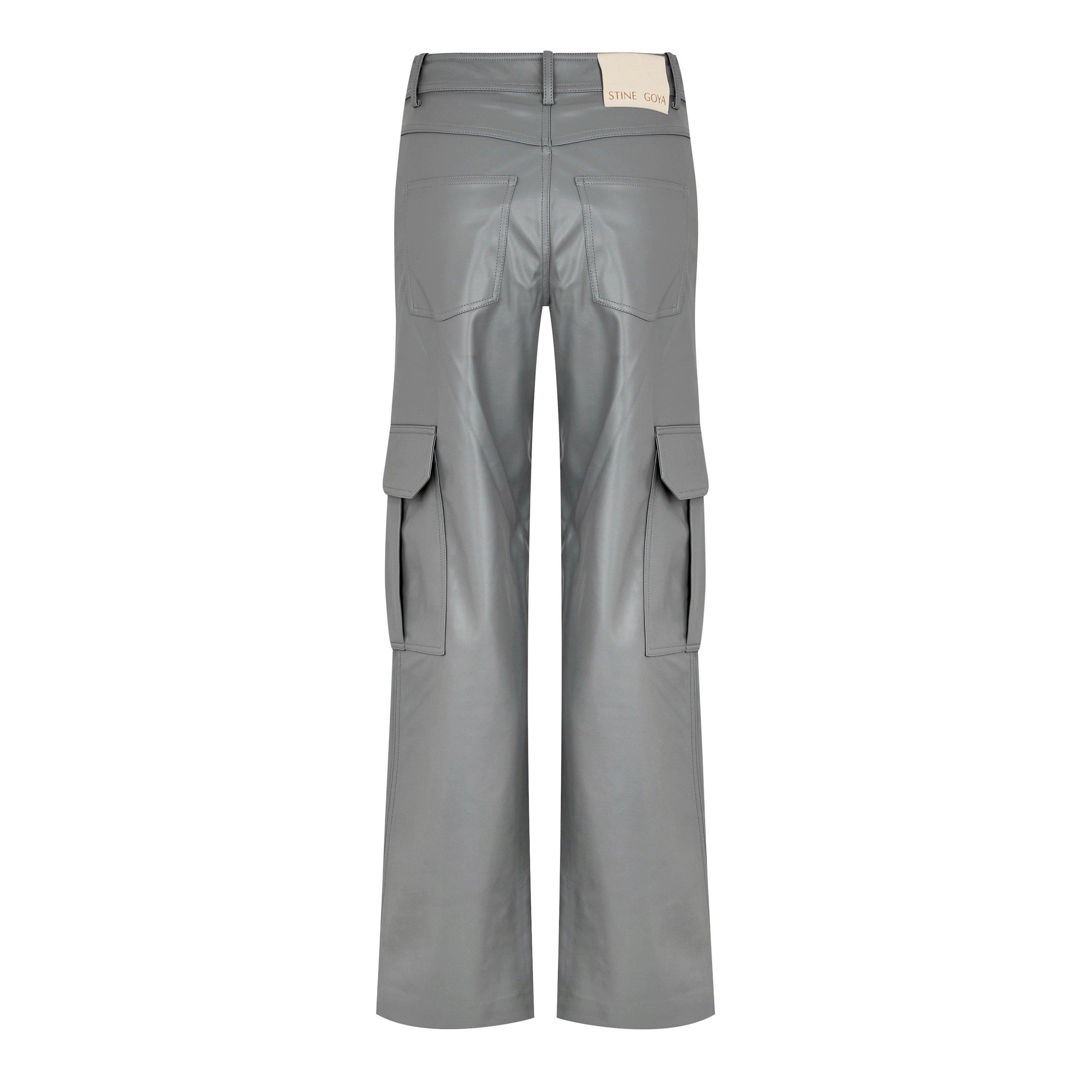 Grey - Stine Goya - Women's Stevie Faux Leather Cargo Trousers - 5