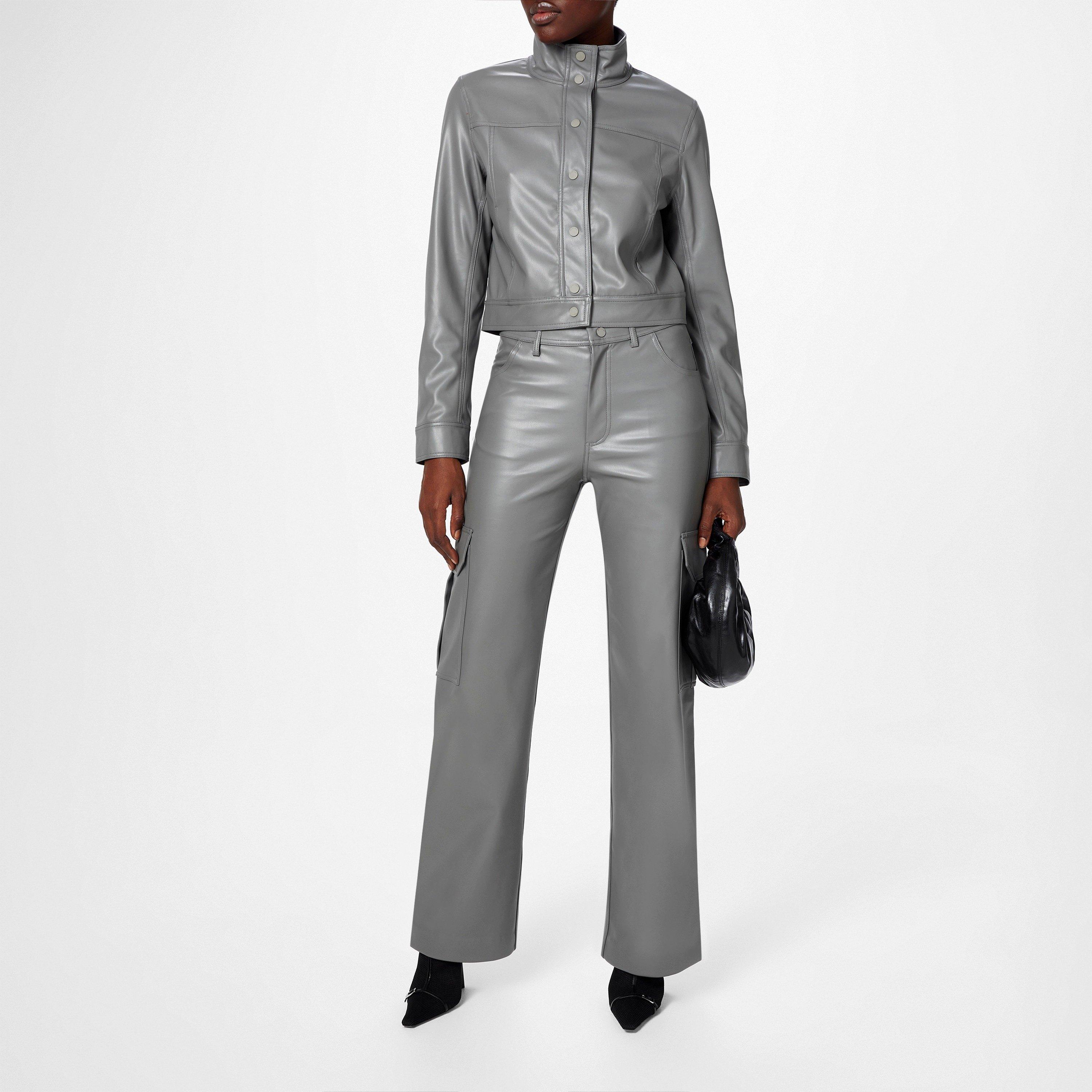 Grey - Stine Goya - Women's Stevie Faux Leather Cargo Trousers - 3