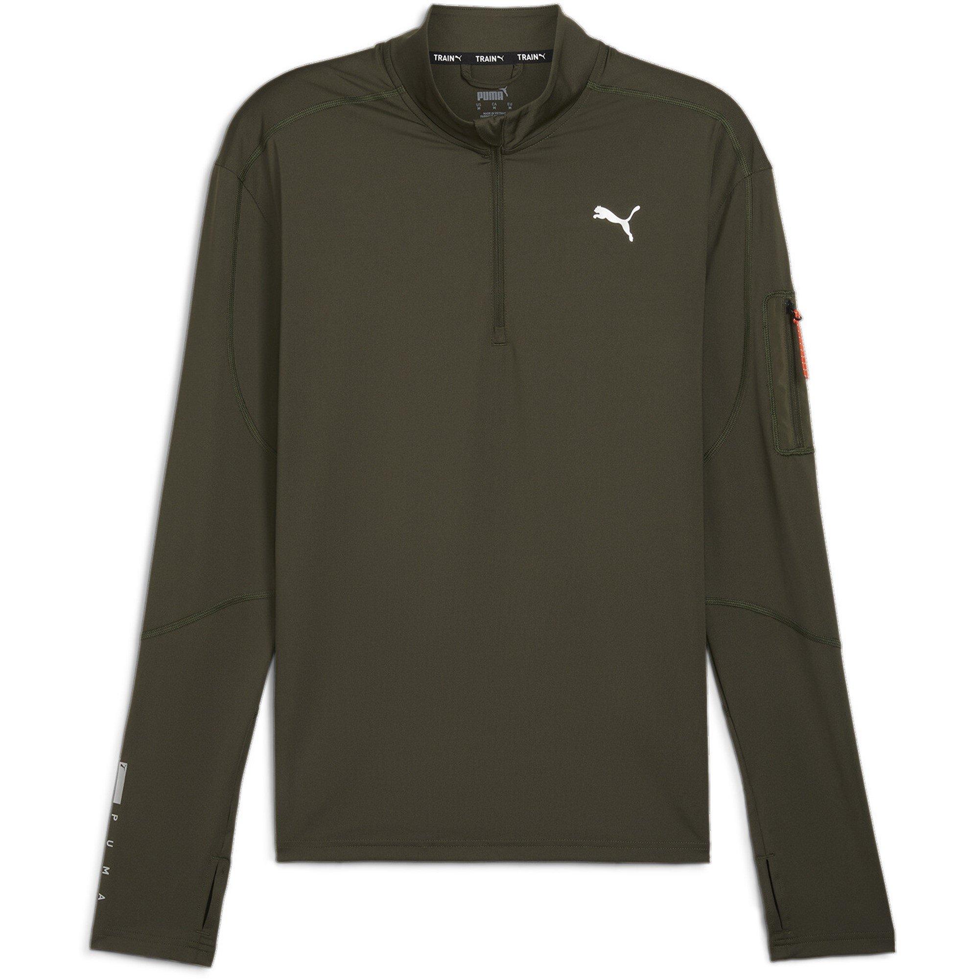 Puma Men's Performance Quarter-Zip Tracksuit Top - Dark Olive - S