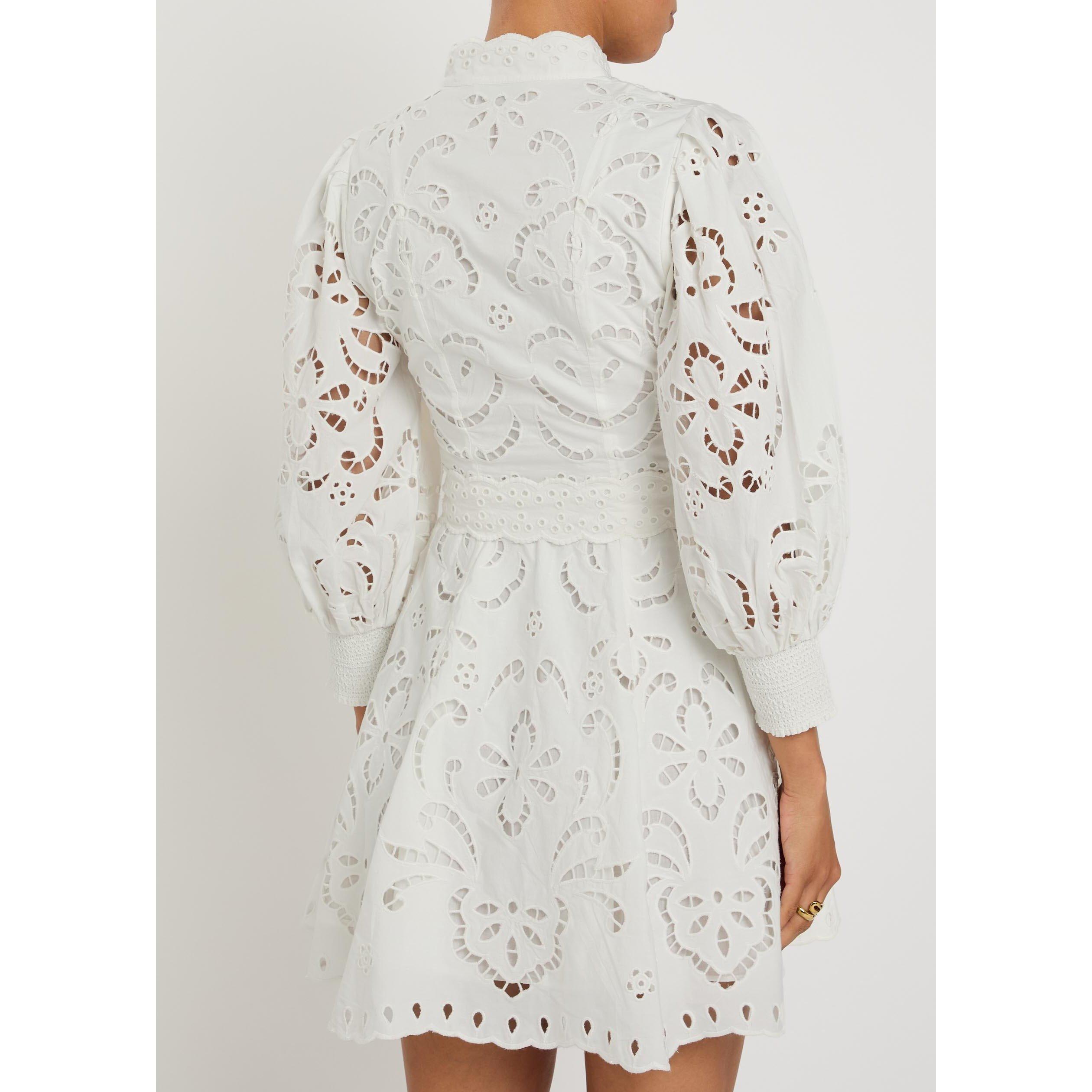 WHITE - Alice And Olivia - SD Lucy Embr LS Shirt Dress - 3
