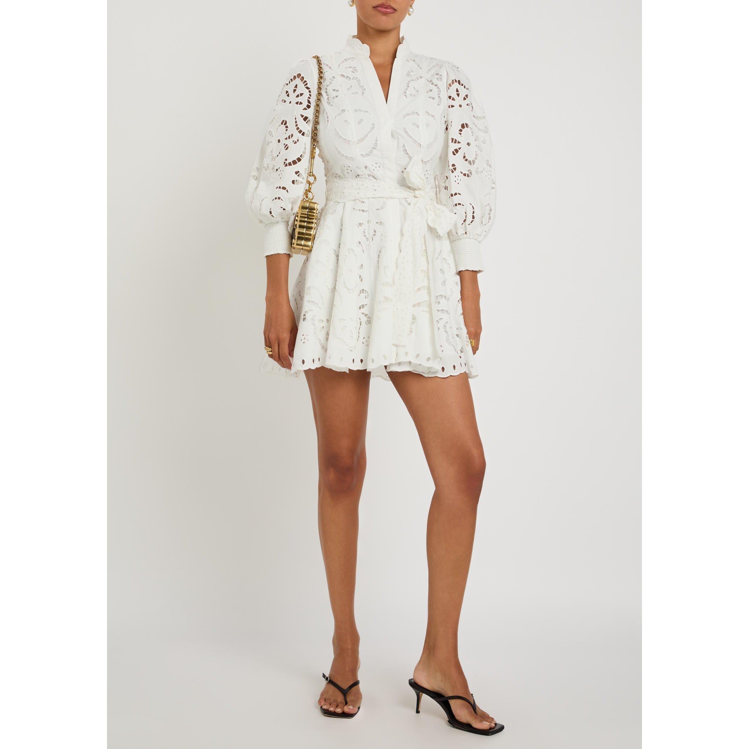WHITE - Alice And Olivia - SD Lucy Embr LS Shirt Dress - 5