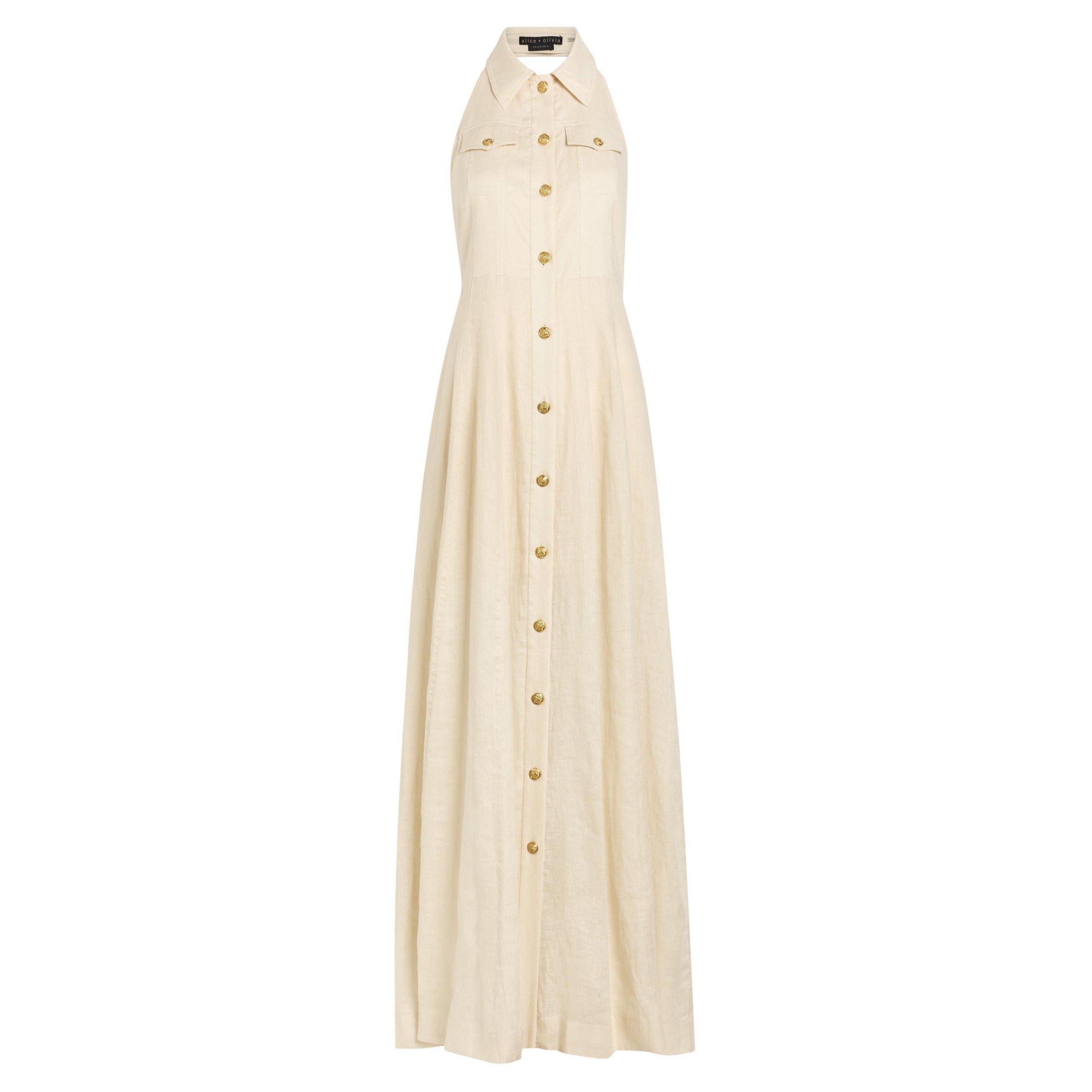 BEIGE - Alice And Olivia - LD Kendall Halter Dress
