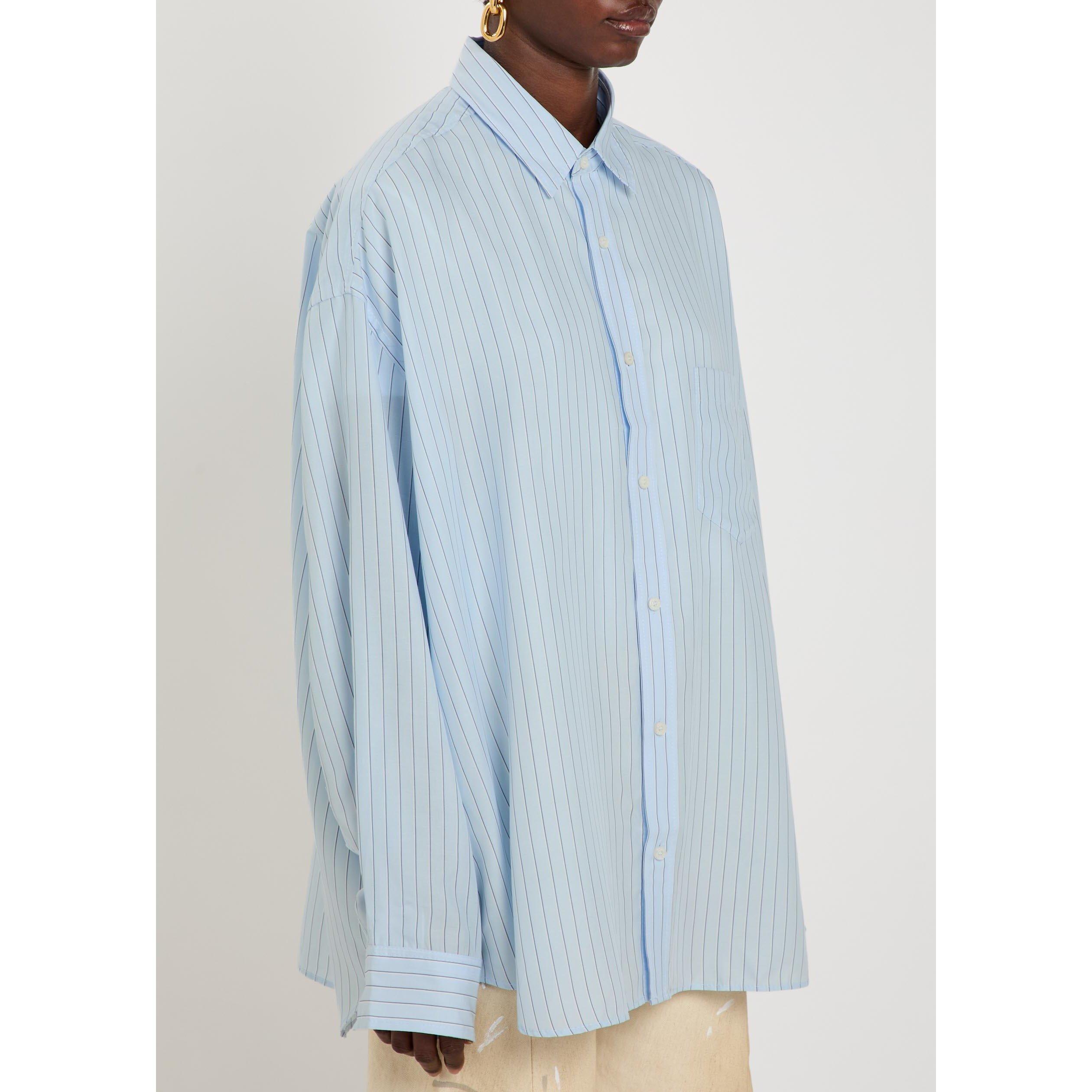BLUE AND OTHER - Acne Studios - Women's Striped Long-Sleeve Lyocell Oversized-Fit Shirt - 2