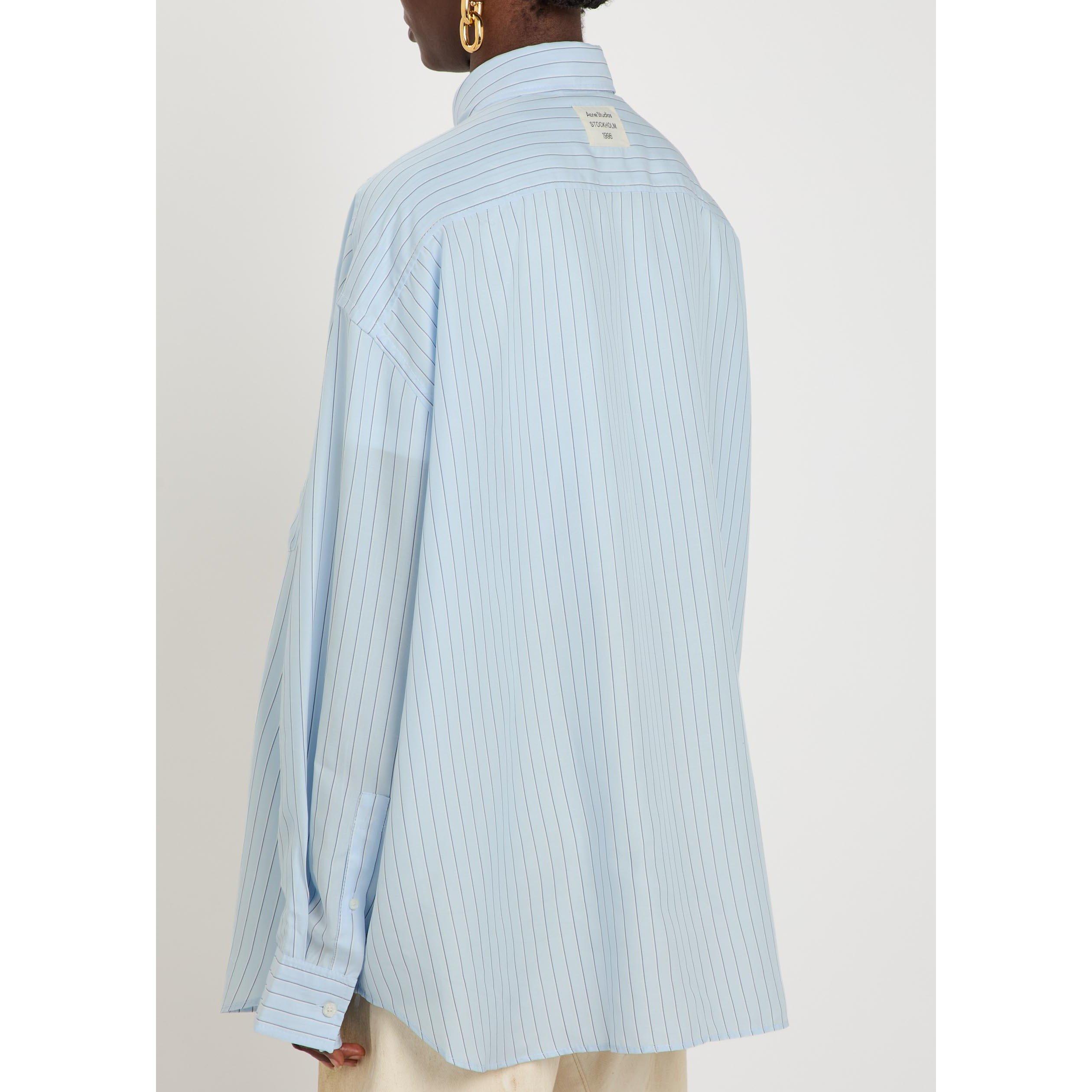BLUE AND OTHER - Acne Studios - Women's Striped Long-Sleeve Lyocell Oversized-Fit Shirt - 3