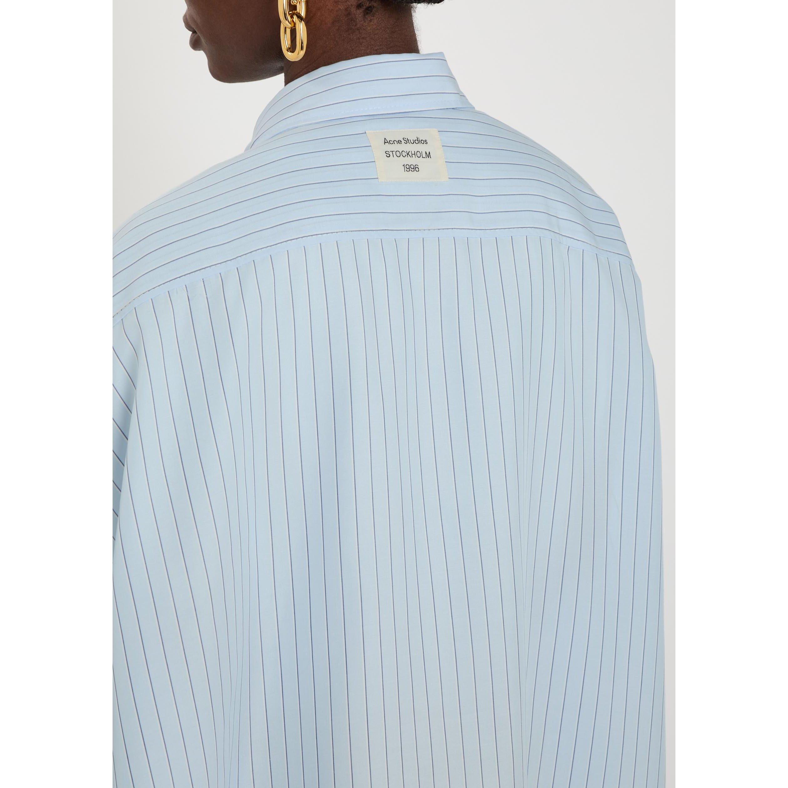 BLUE AND OTHER - Acne Studios - Women's Striped Long-Sleeve Lyocell Oversized-Fit Shirt - 4