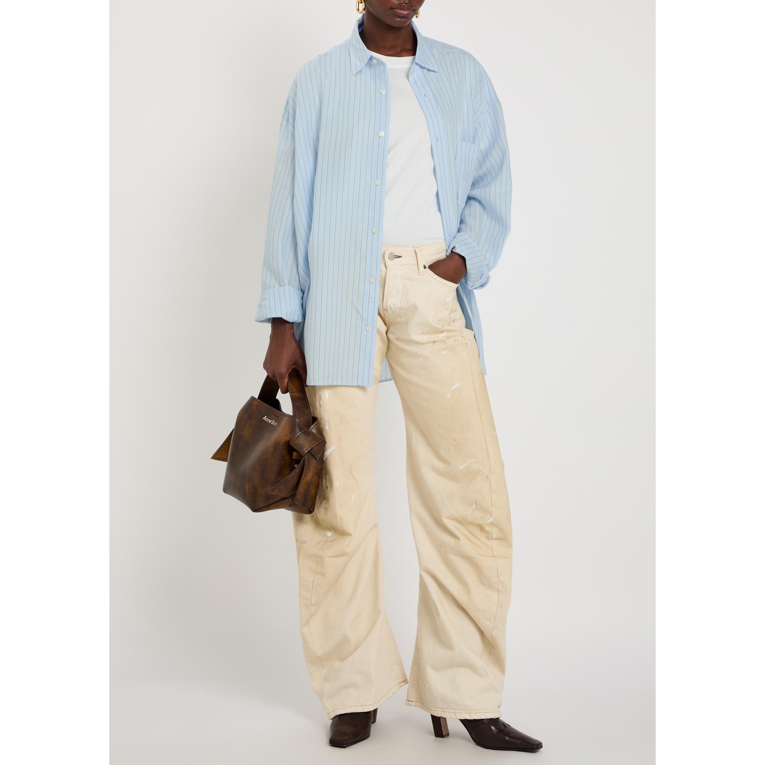 BLUE AND OTHER - Acne Studios - Women's Striped Long-Sleeve Lyocell Oversized-Fit Shirt - 5