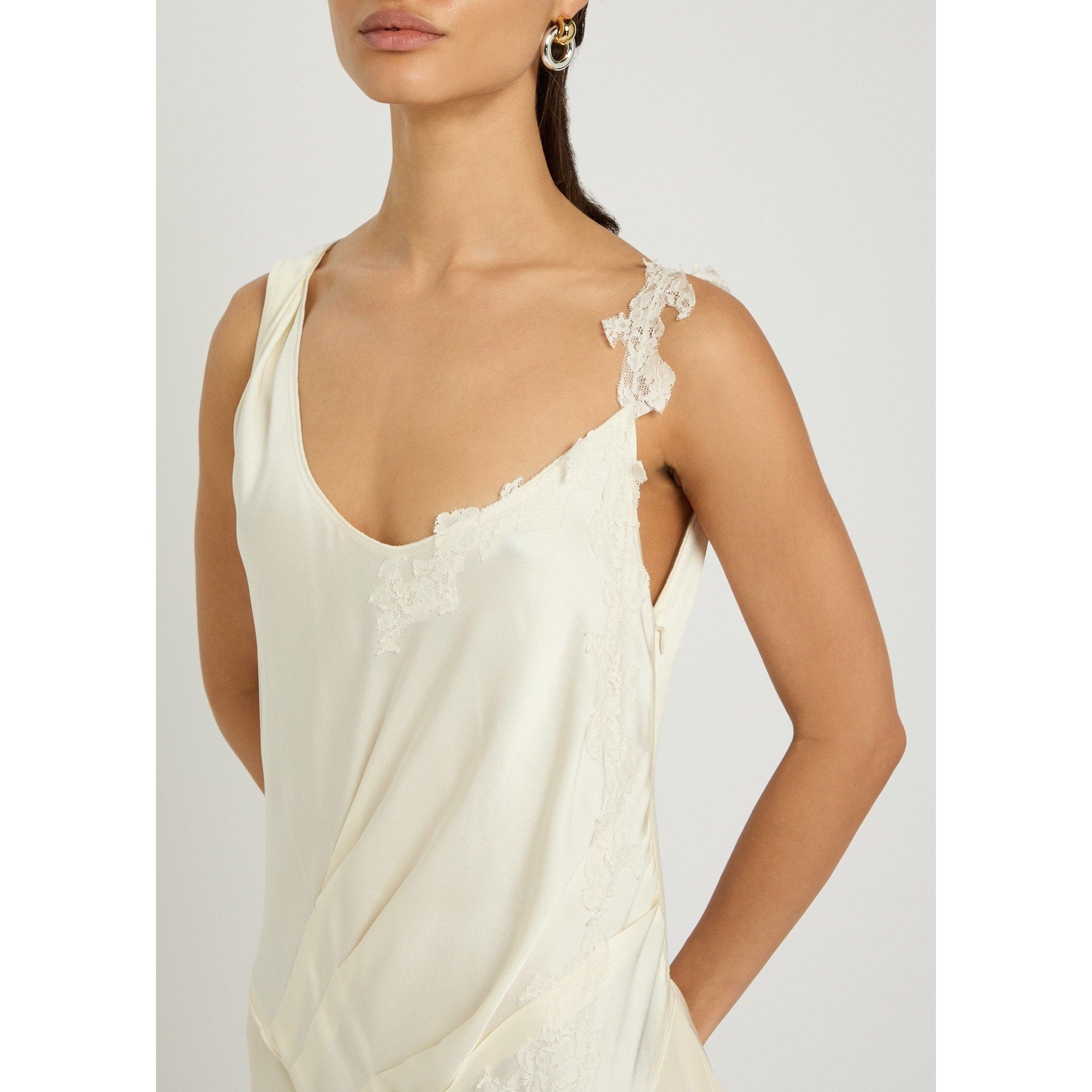 IVORY - Victoria Beckham - ASYMMETRIC LACE DETAIL DRESS - 4