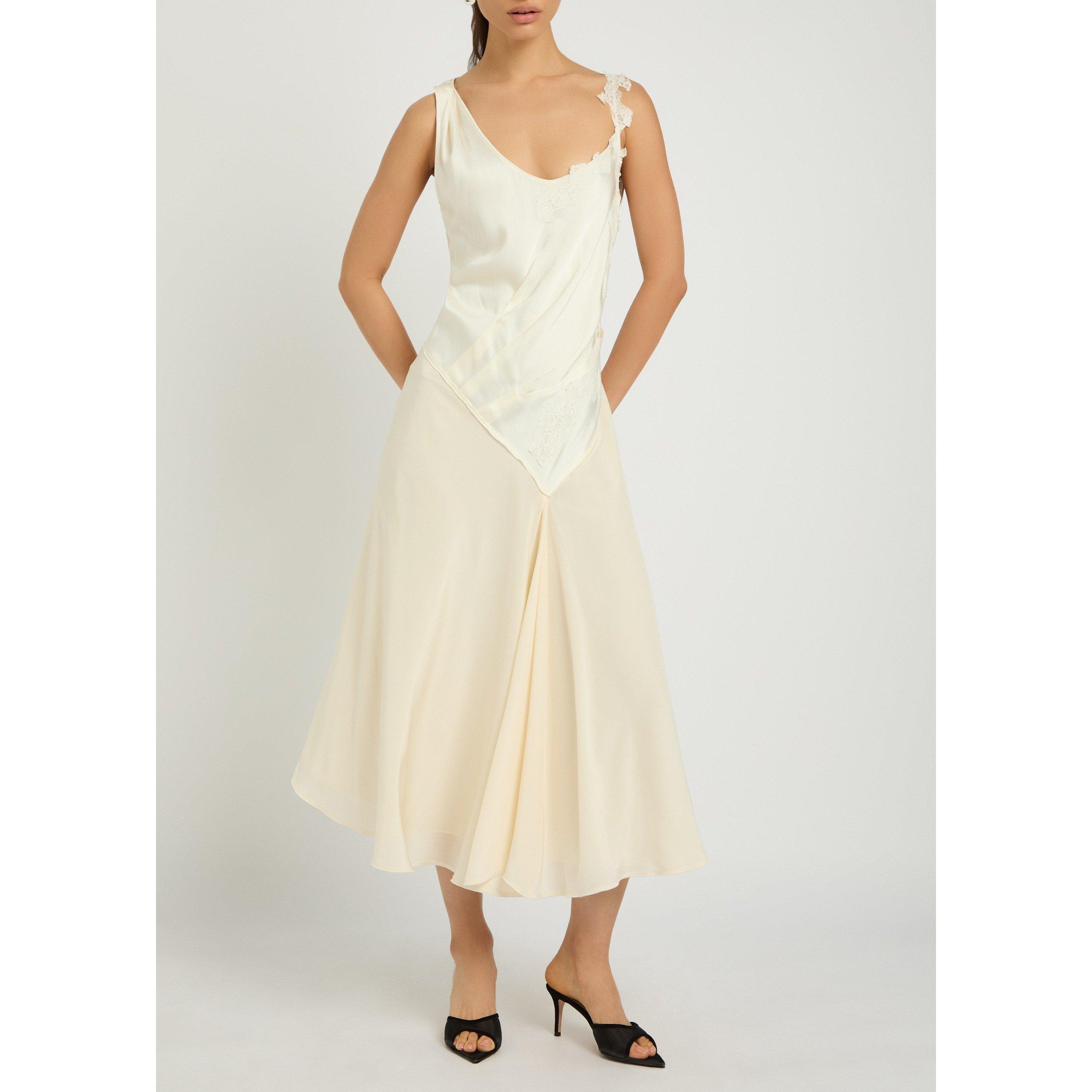 IVORY - Victoria Beckham - ASYMMETRIC LACE DETAIL DRESS - 5
