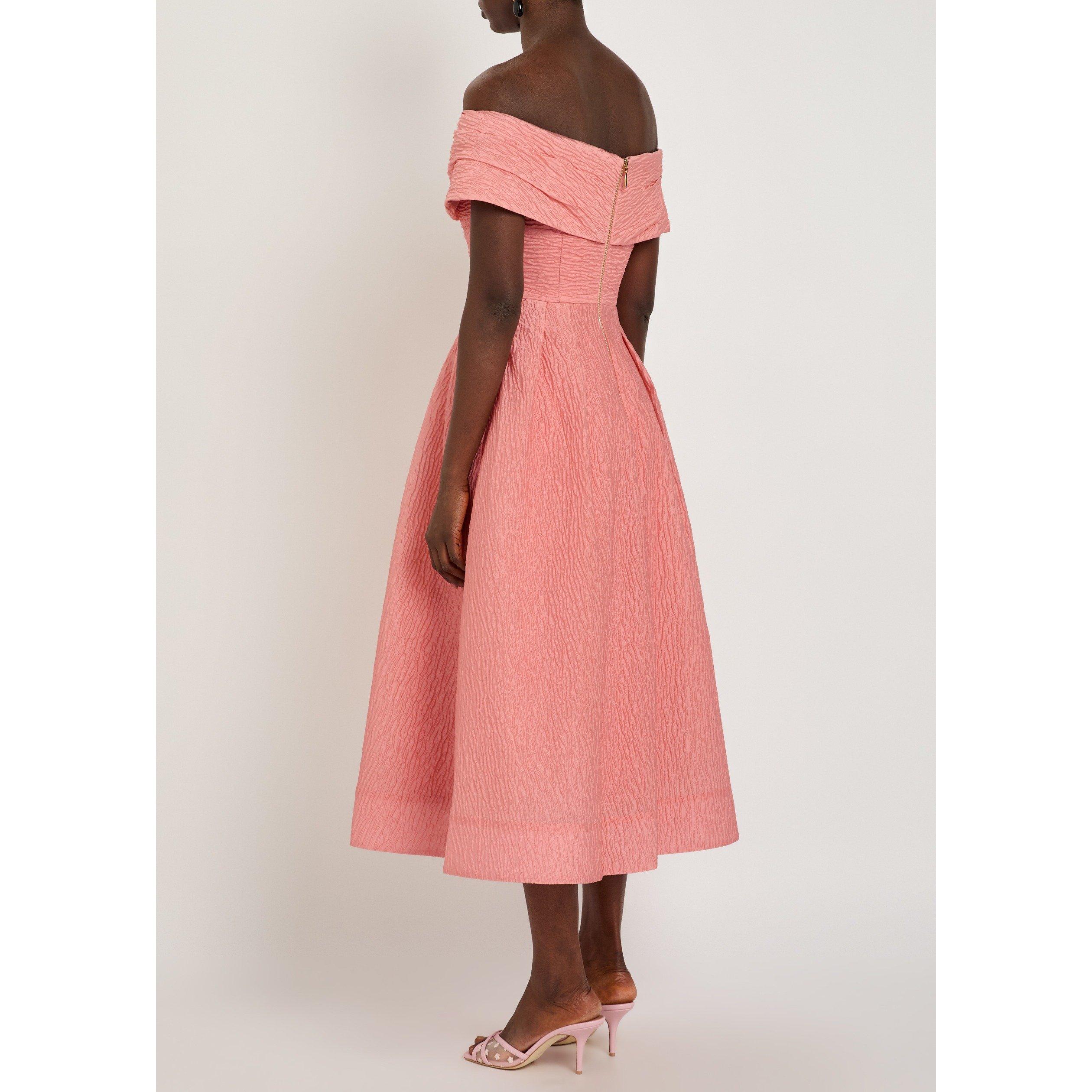 PEACH - Rebecca Vallance - Women's Adaly Cloqué Midi A Line Dress - 3