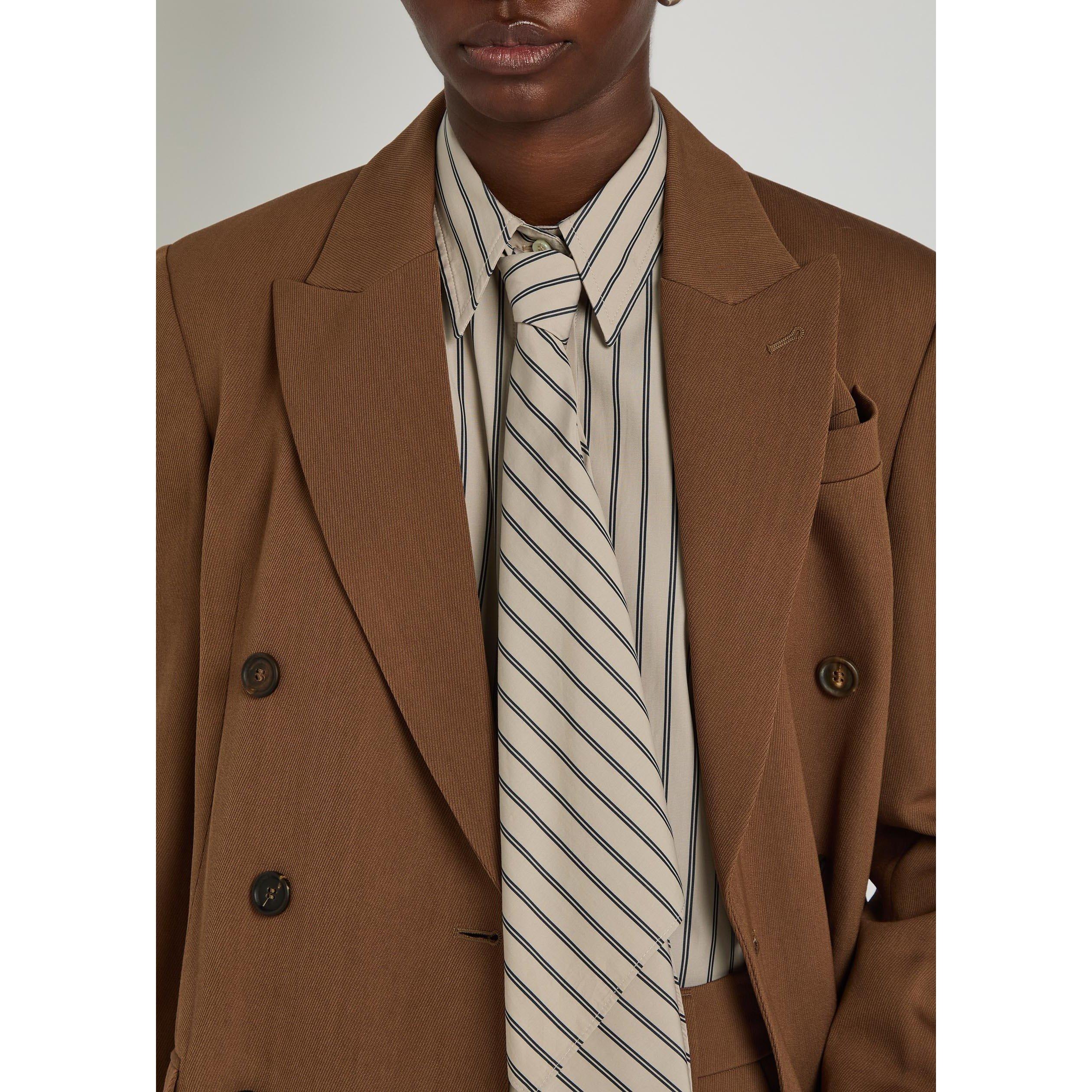 BEIGE AND OTHER - Brunello Cucinelli - Women's Striped Cotton Long-Sleeve Shirt - 4