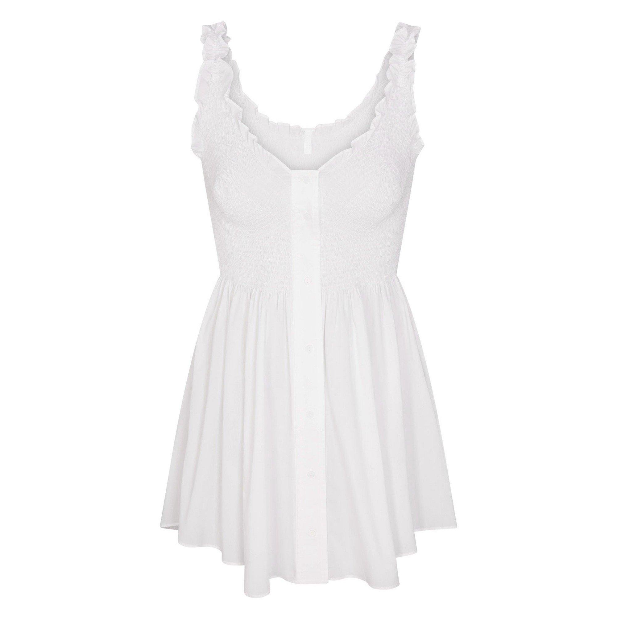 WHITE - SKIMS - SD POPLIN MINI SMOCKED DRESS