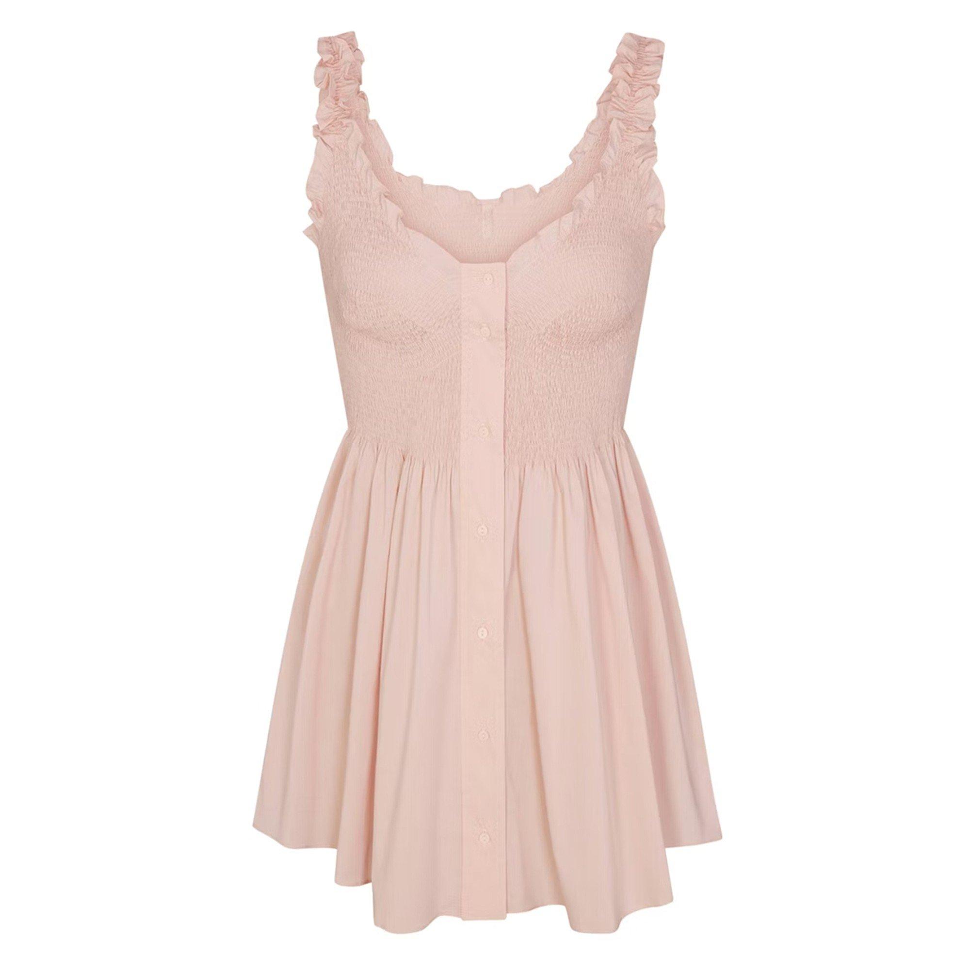 SKIMS SD POPLIN MINI SMOCKED DRESS