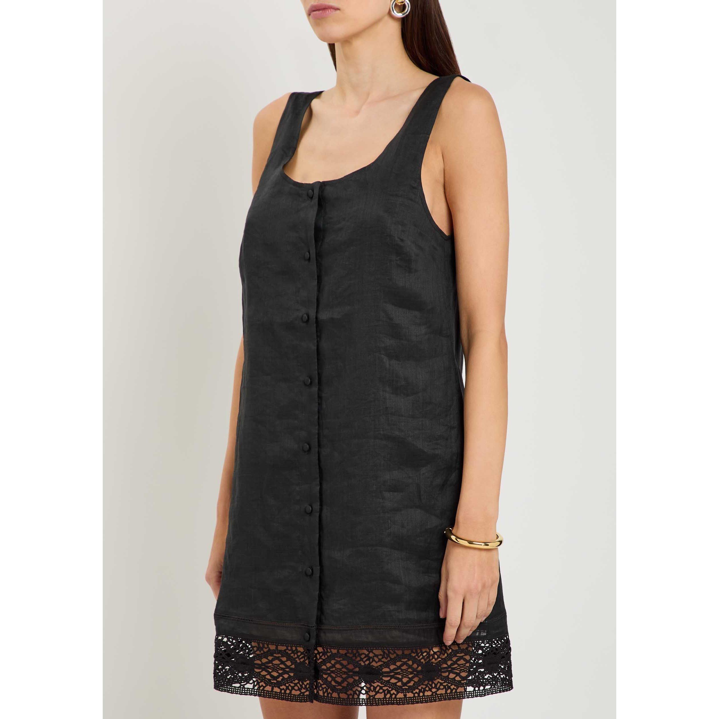 BLACK - Frame Denim - Women's Heirloom Ramie Embroidered Mini Dress - 2