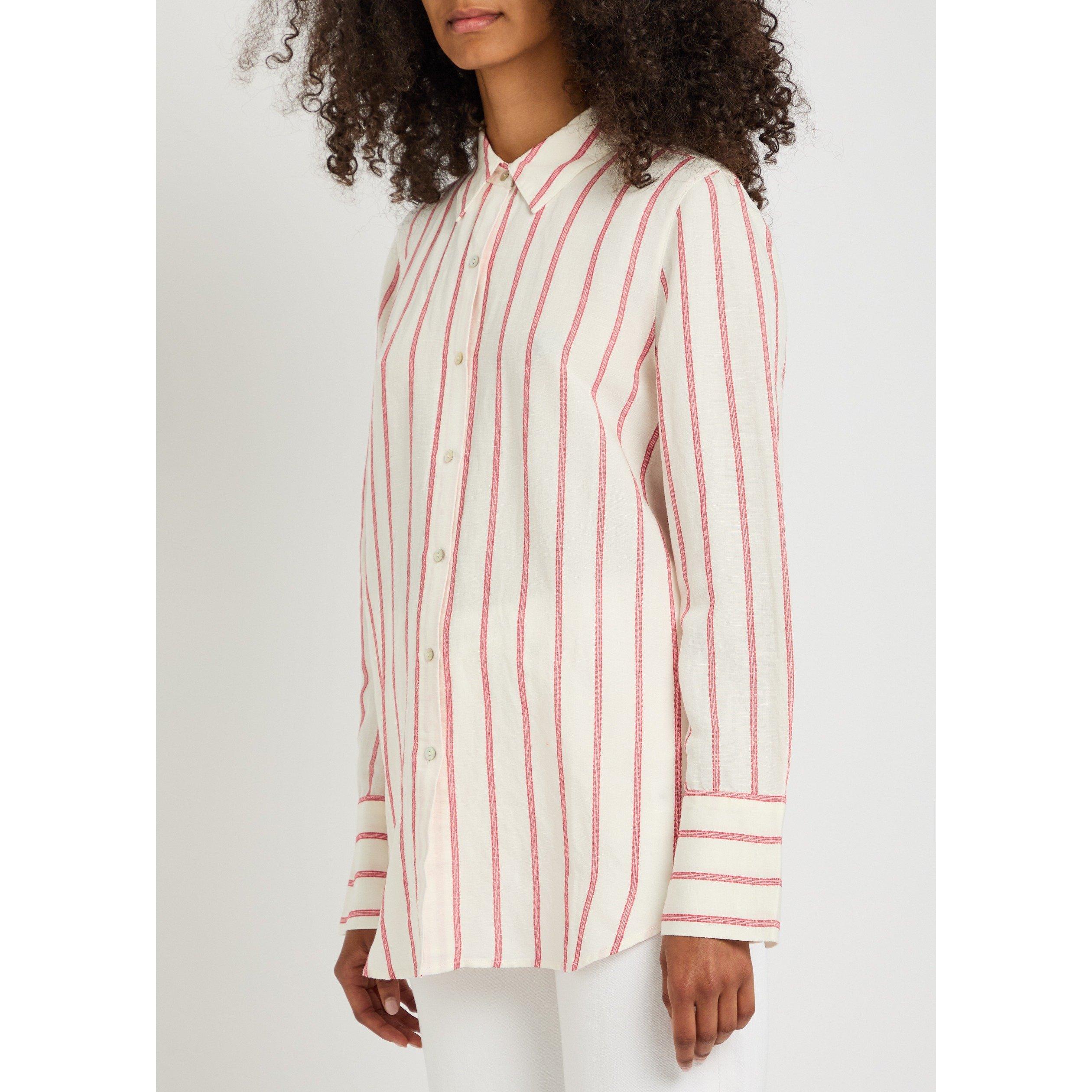 WHITE AND RED - Rails - Women's Knox Linen Striped Long-Sleeve Shirt - 2