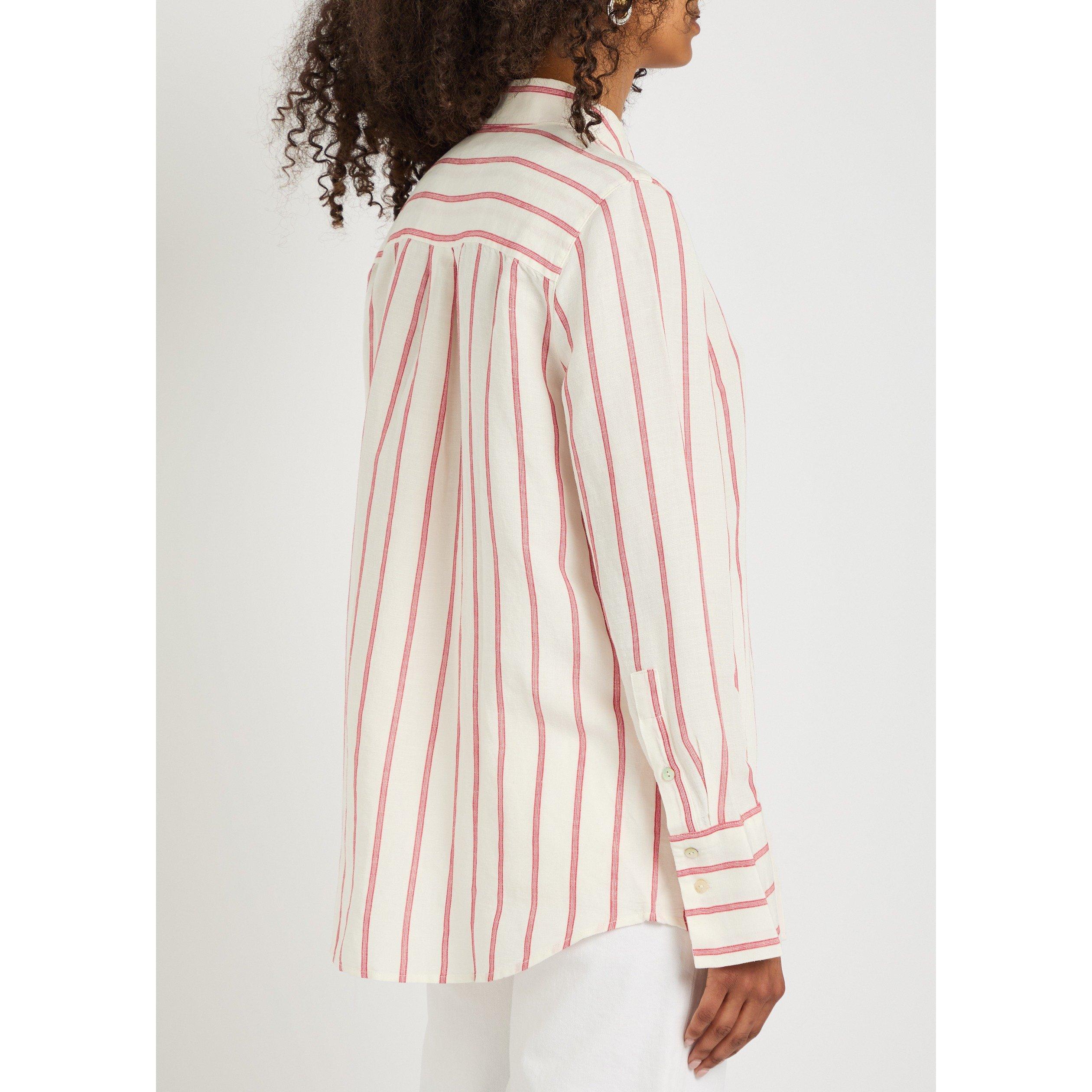 WHITE AND RED - Rails - Women's Knox Linen Striped Long-Sleeve Shirt - 3