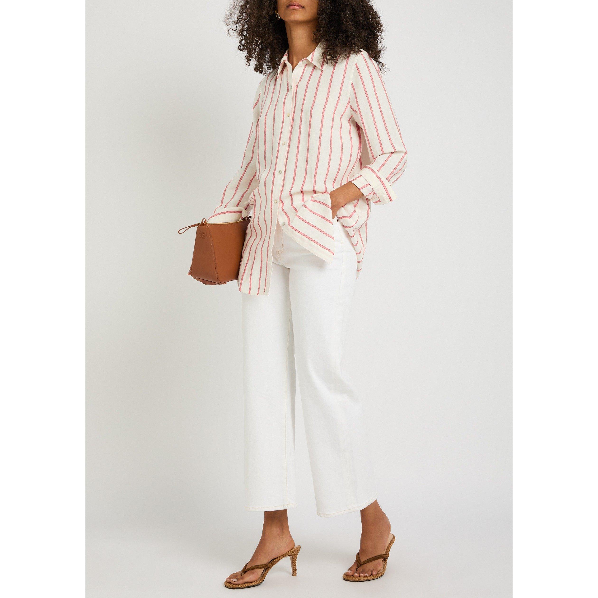 WHITE AND RED - Rails - Women's Knox Linen Striped Long-Sleeve Shirt - 5