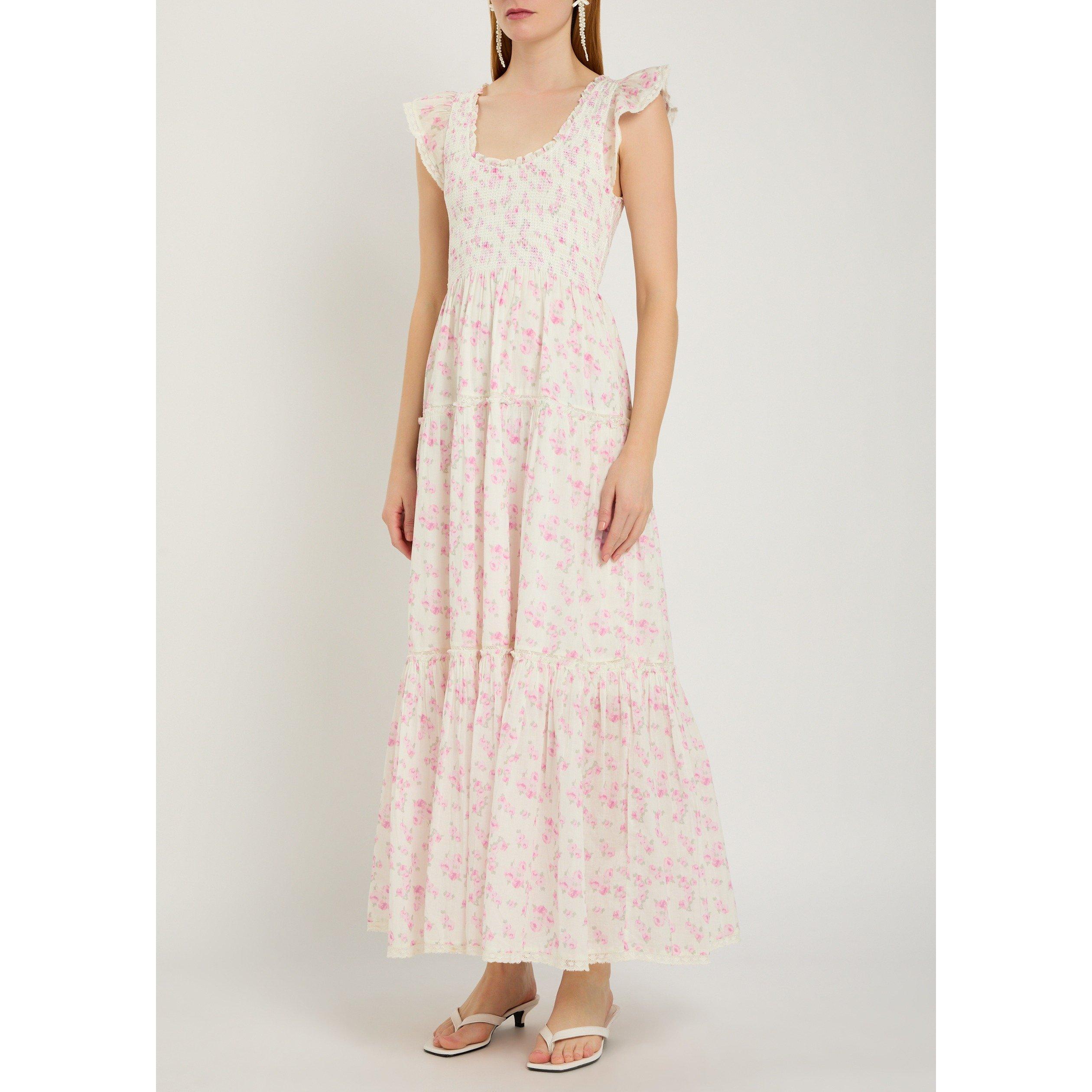 PINK - LoveshackFancy - Women's Chessie Cotton Cap-Sleeve Maxi Dress - 2