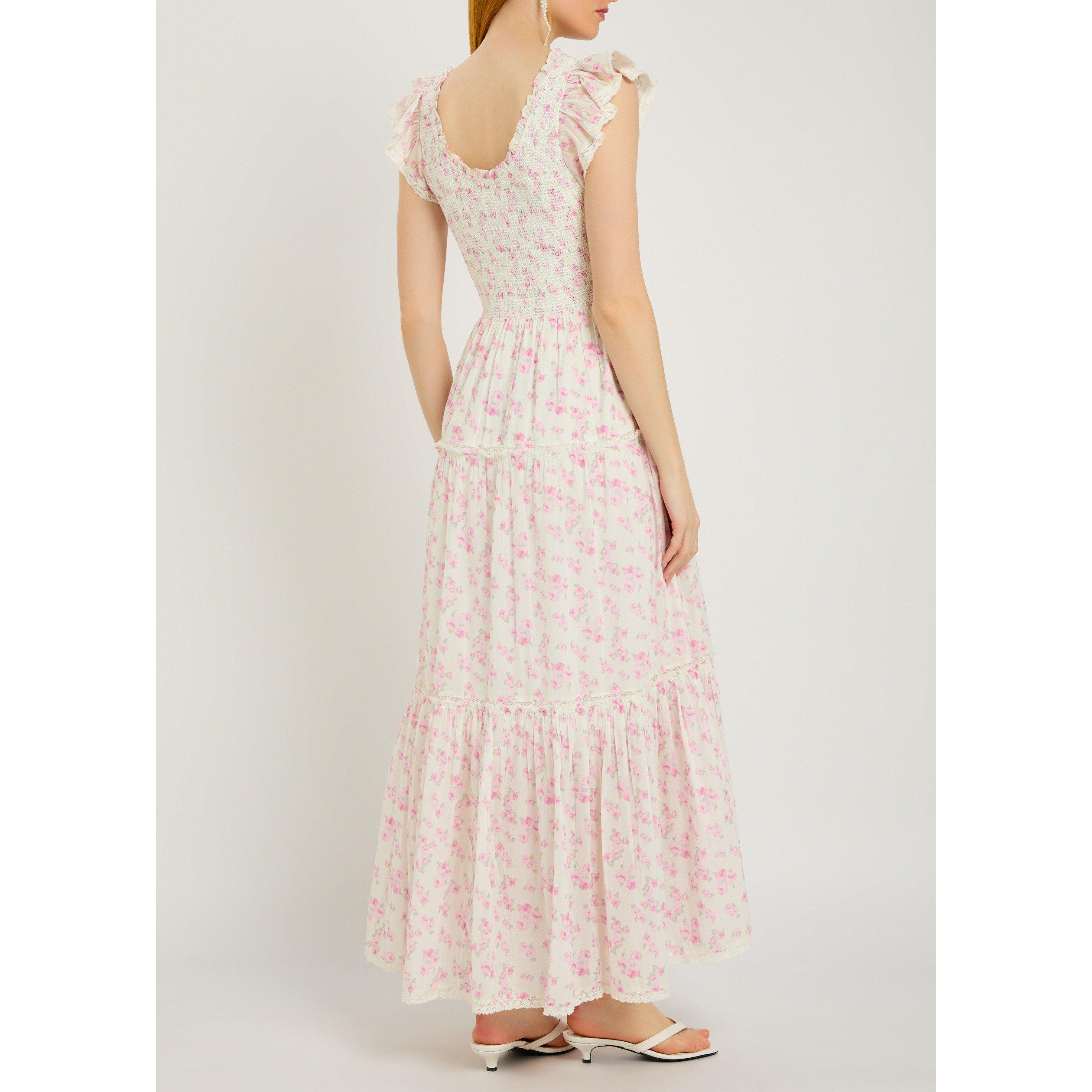 PINK - LoveshackFancy - Women's Chessie Cotton Cap-Sleeve Maxi Dress - 3