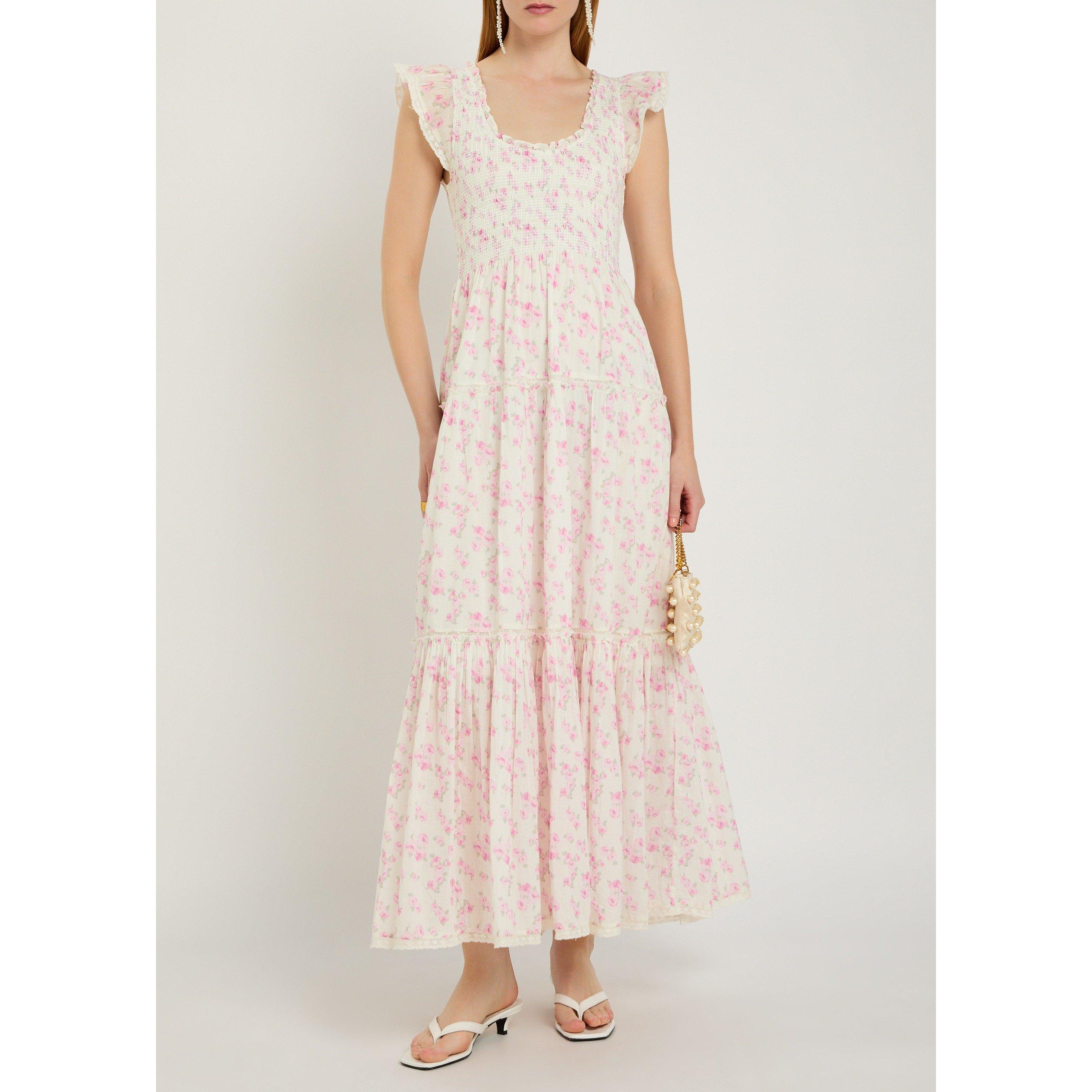 PINK - LoveshackFancy - Women's Chessie Cotton Cap-Sleeve Maxi Dress - 5