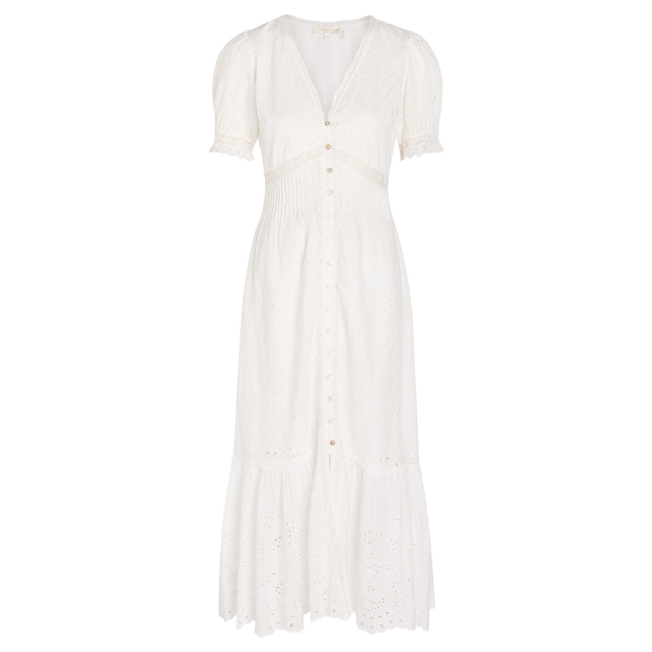 WHITE - LoveshackFancy - Women's Tarragon Cotton Puff-Sleeve Maxi Dress - 1