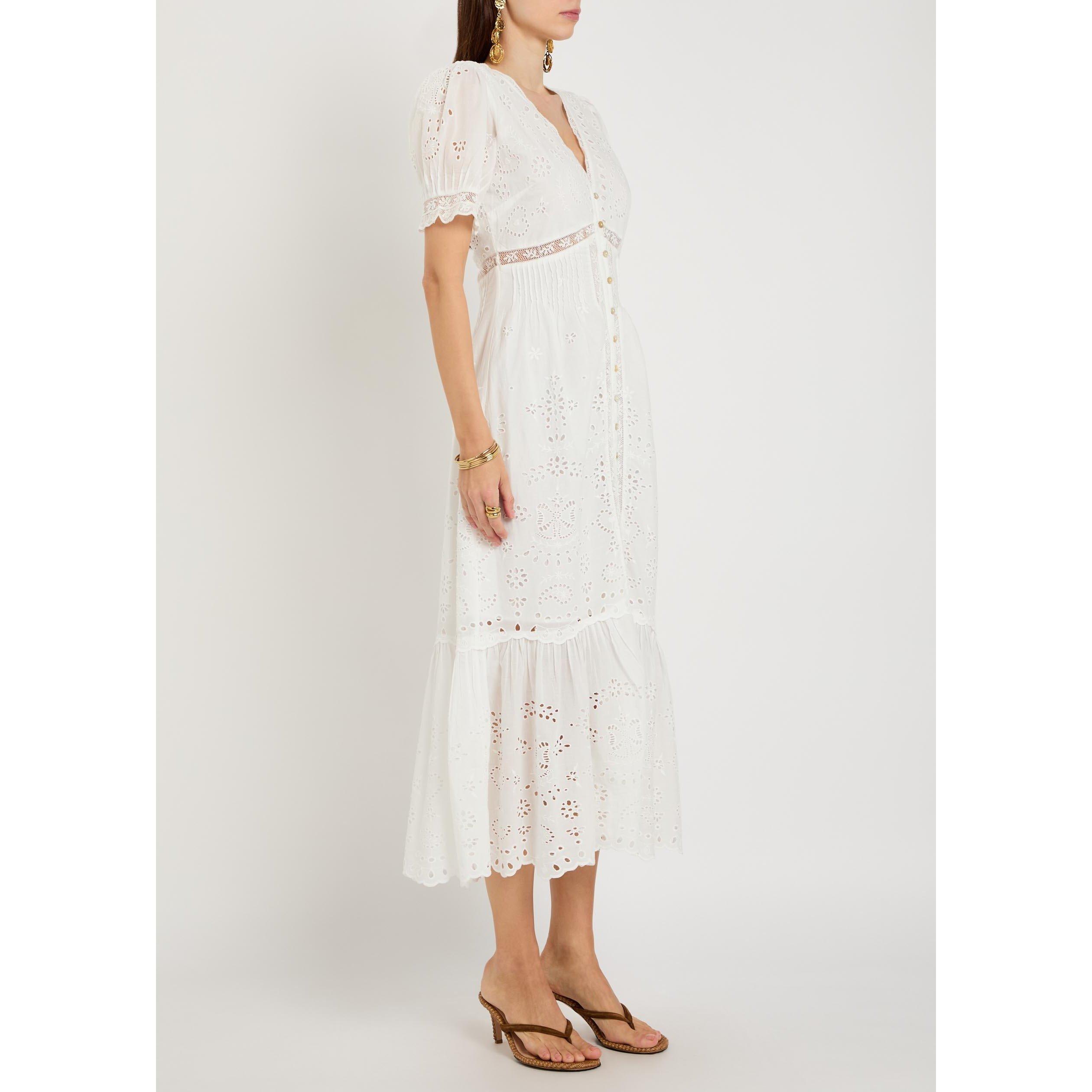 WHITE - LoveshackFancy - Women's Tarragon Cotton Puff-Sleeve Maxi Dress - 2