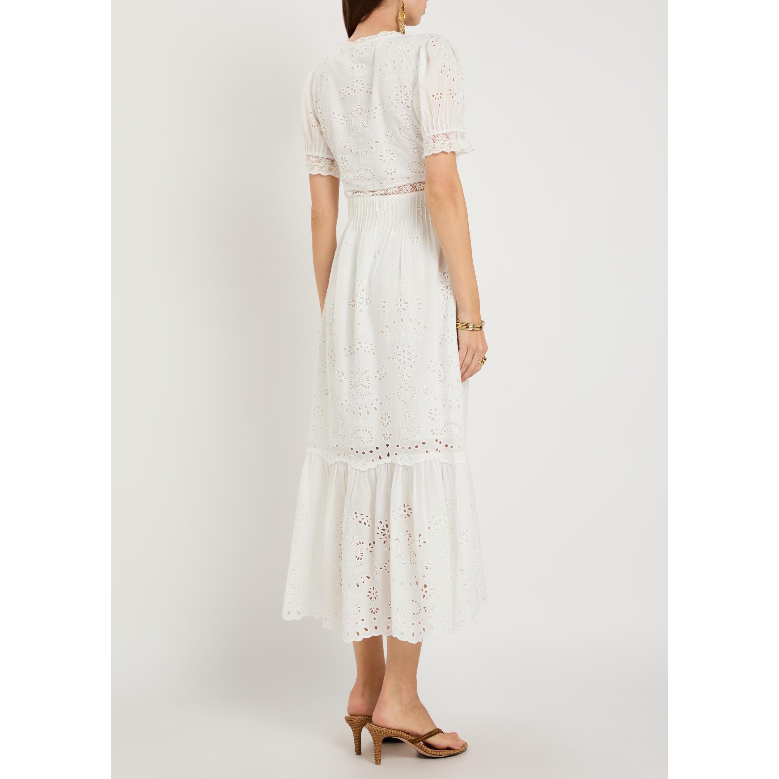 WHITE - LoveshackFancy - Women's Tarragon Cotton Puff-Sleeve Maxi Dress - 3