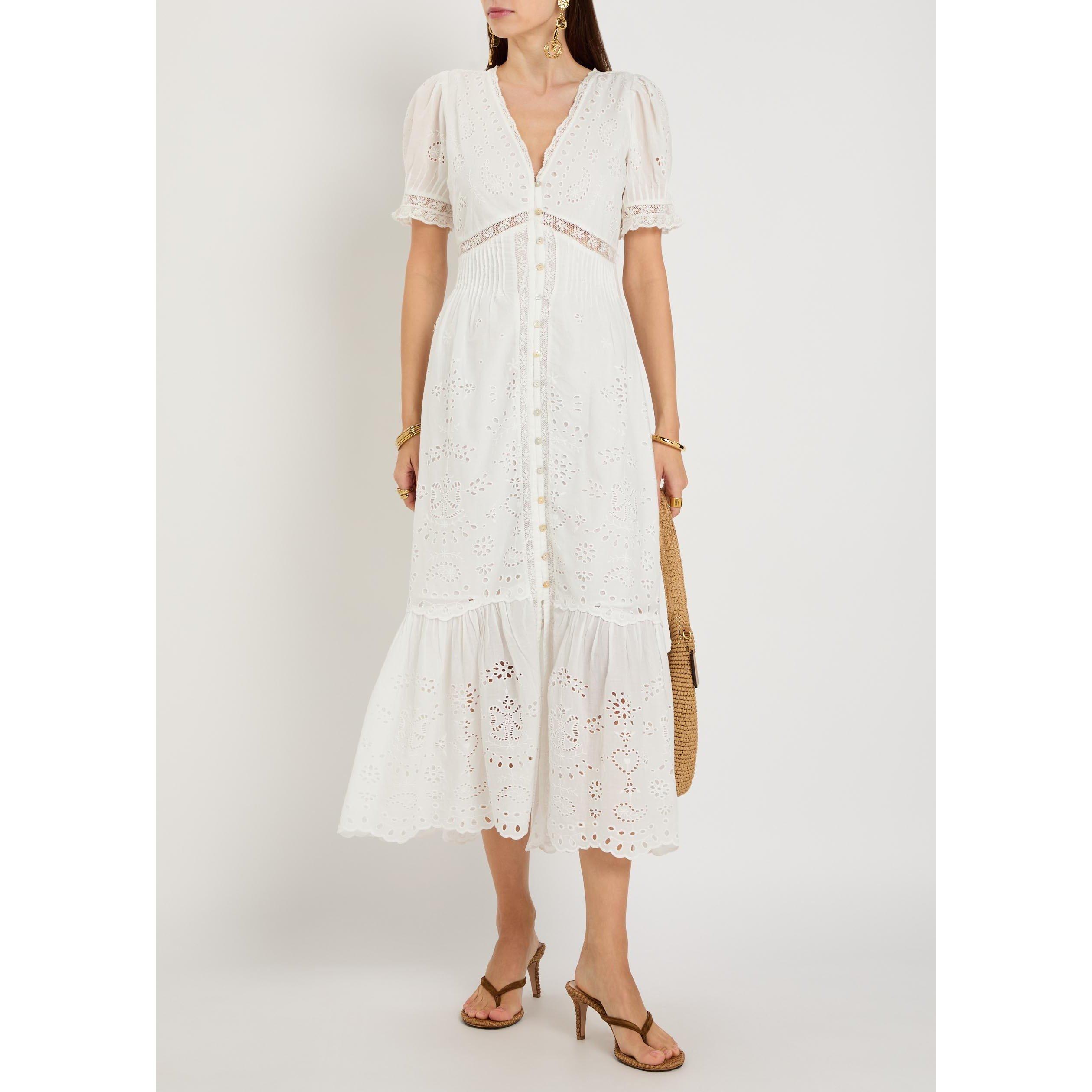 WHITE - LoveshackFancy - Women's Tarragon Cotton Puff-Sleeve Maxi Dress - 5