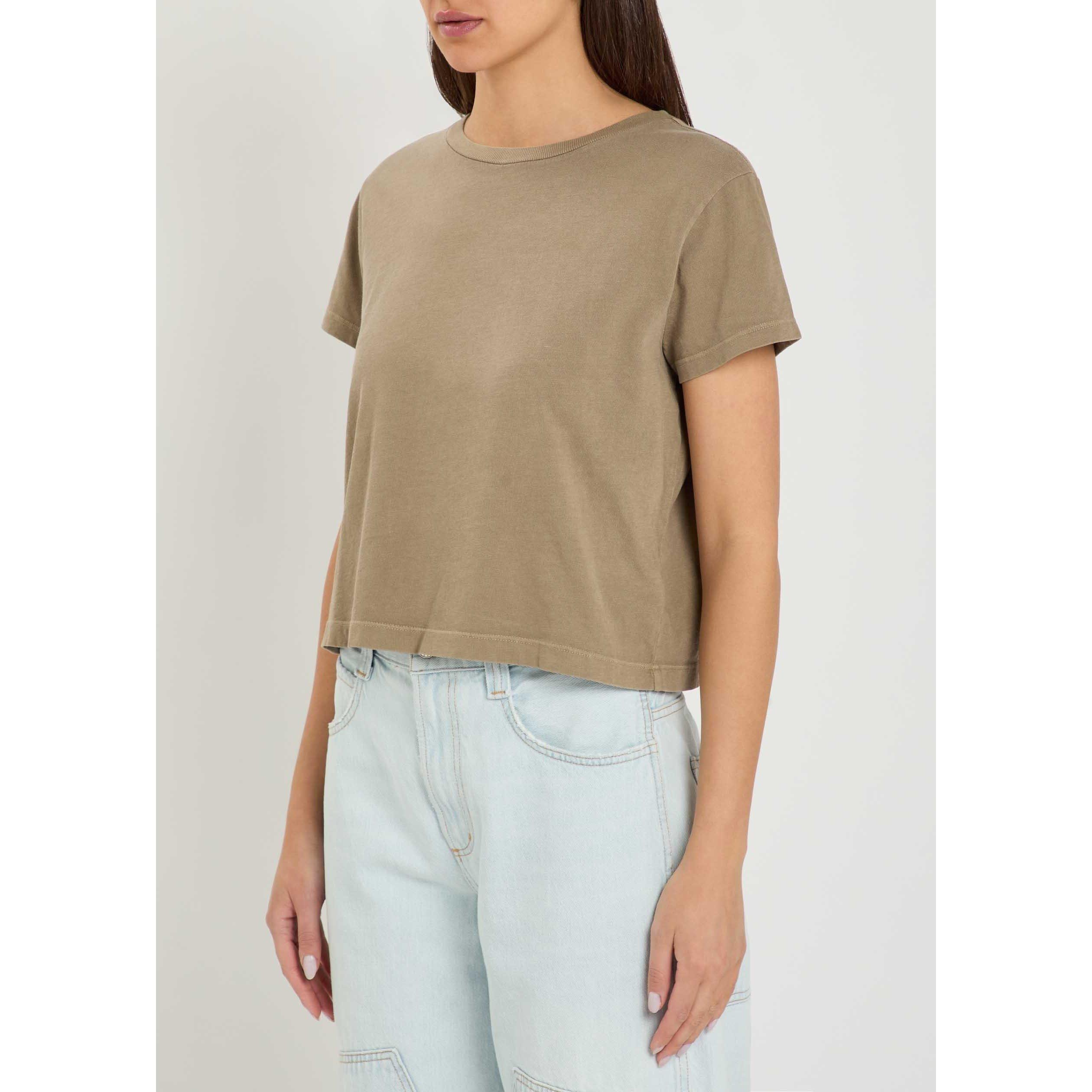 LIGHT BROWN - Agolde - Women's Adine Shrunken Cotton Relaxed-Fit T-Shirt - 2