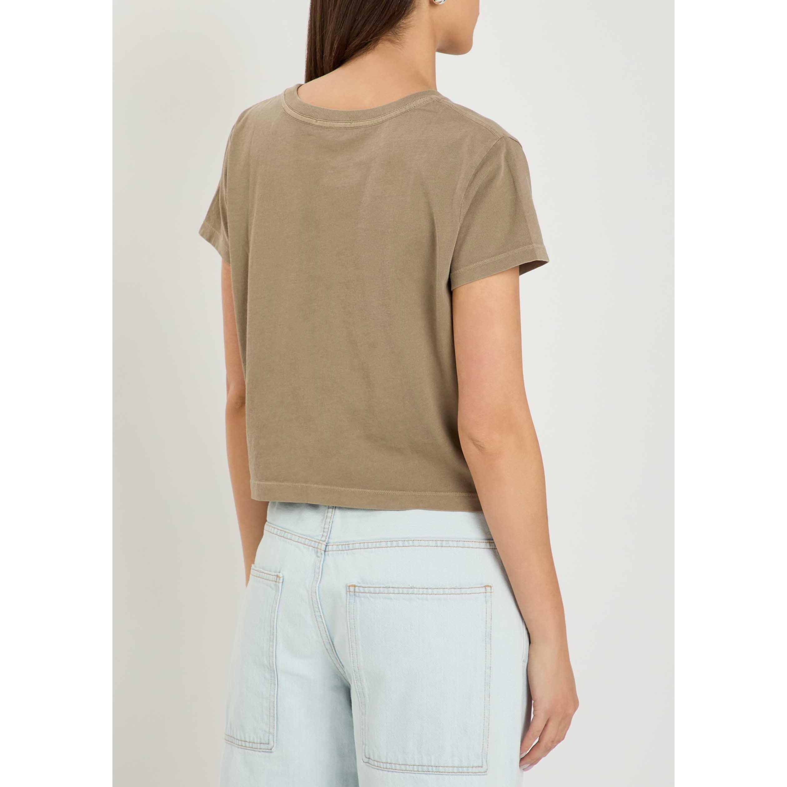LIGHT BROWN - Agolde - Women's Adine Shrunken Cotton Relaxed-Fit T-Shirt - 3