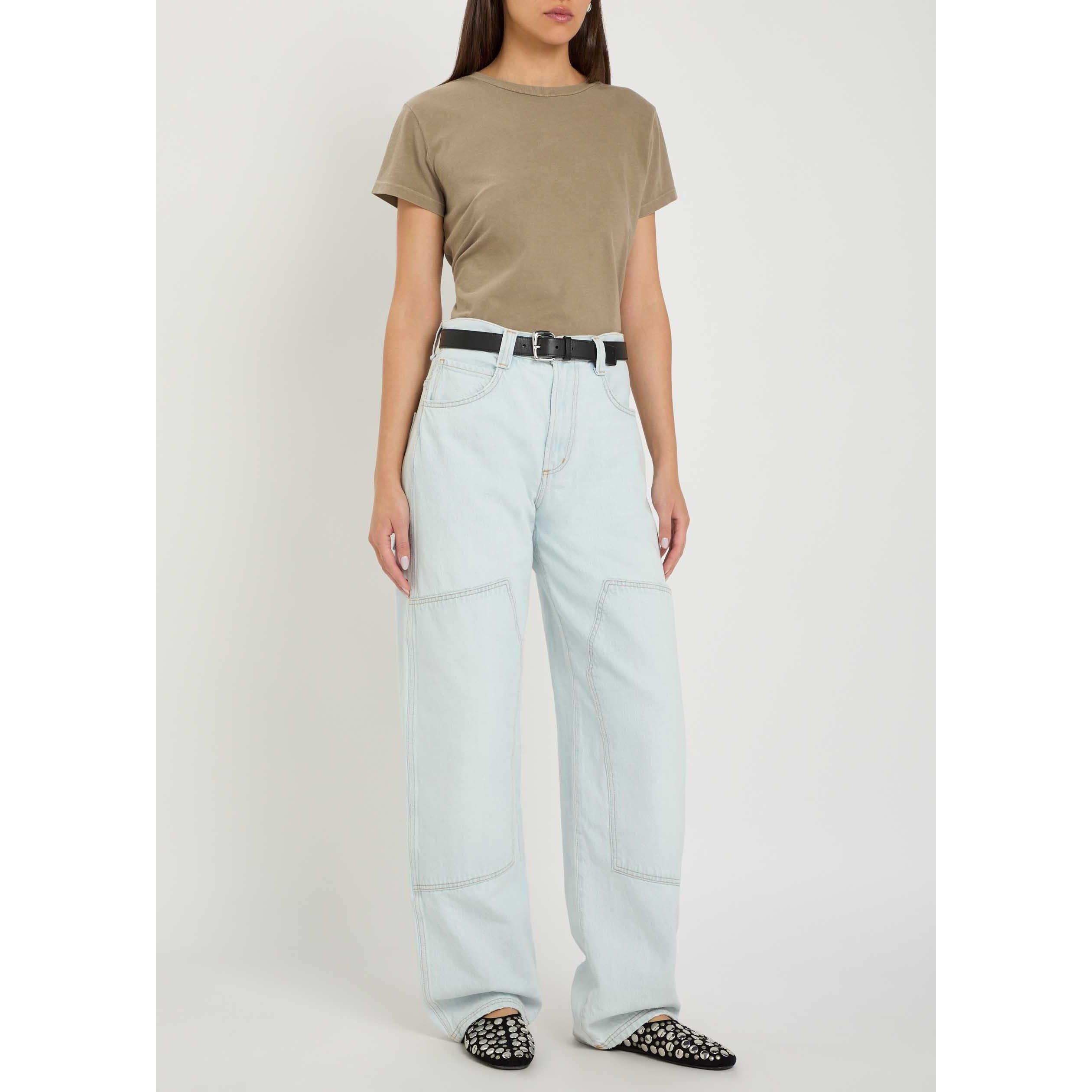 LIGHT BROWN - Agolde - Women's Adine Shrunken Cotton Relaxed-Fit T-Shirt - 5