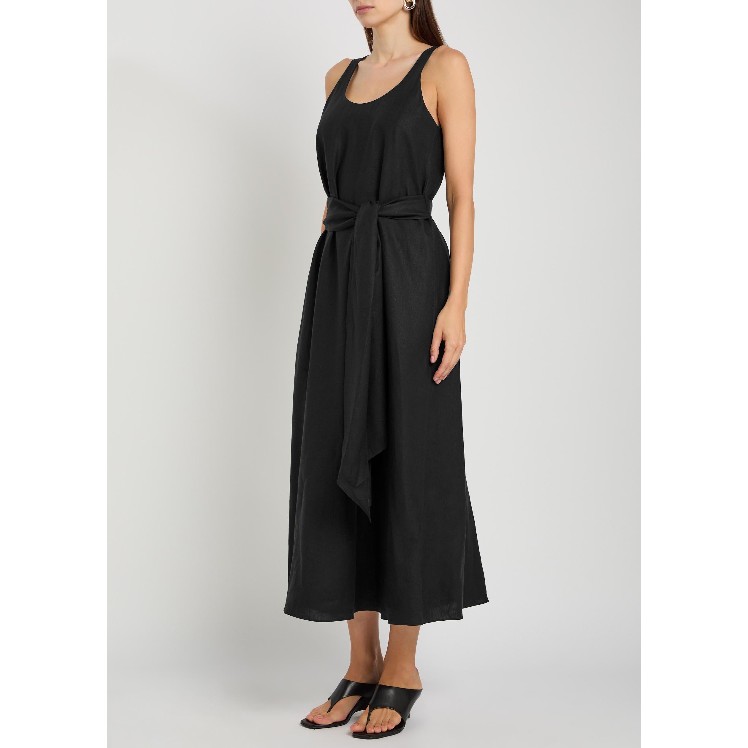 BLACK - Another Tomorrow - SARONG LINEN DRESS - 2