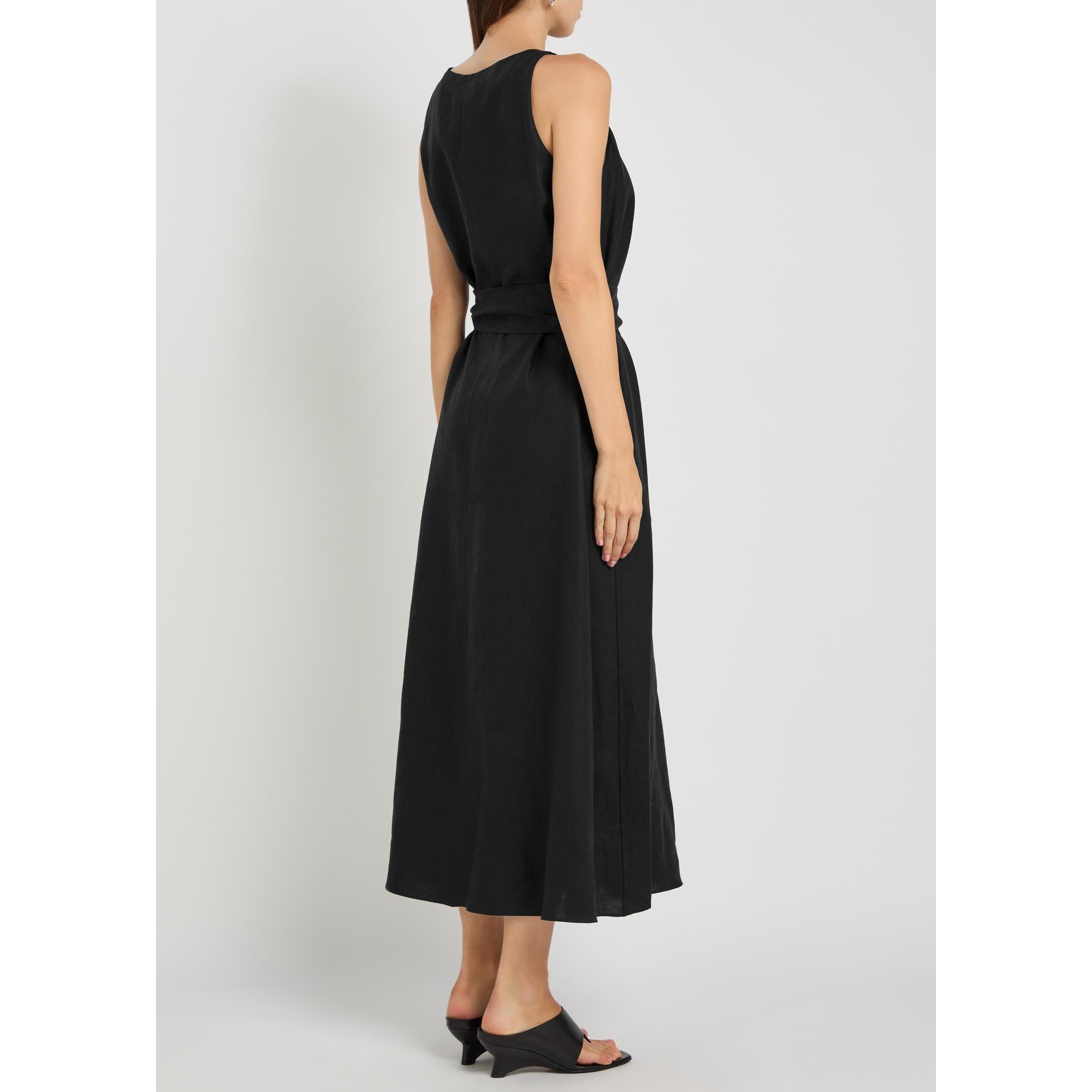 BLACK - Another Tomorrow - SARONG LINEN DRESS - 3