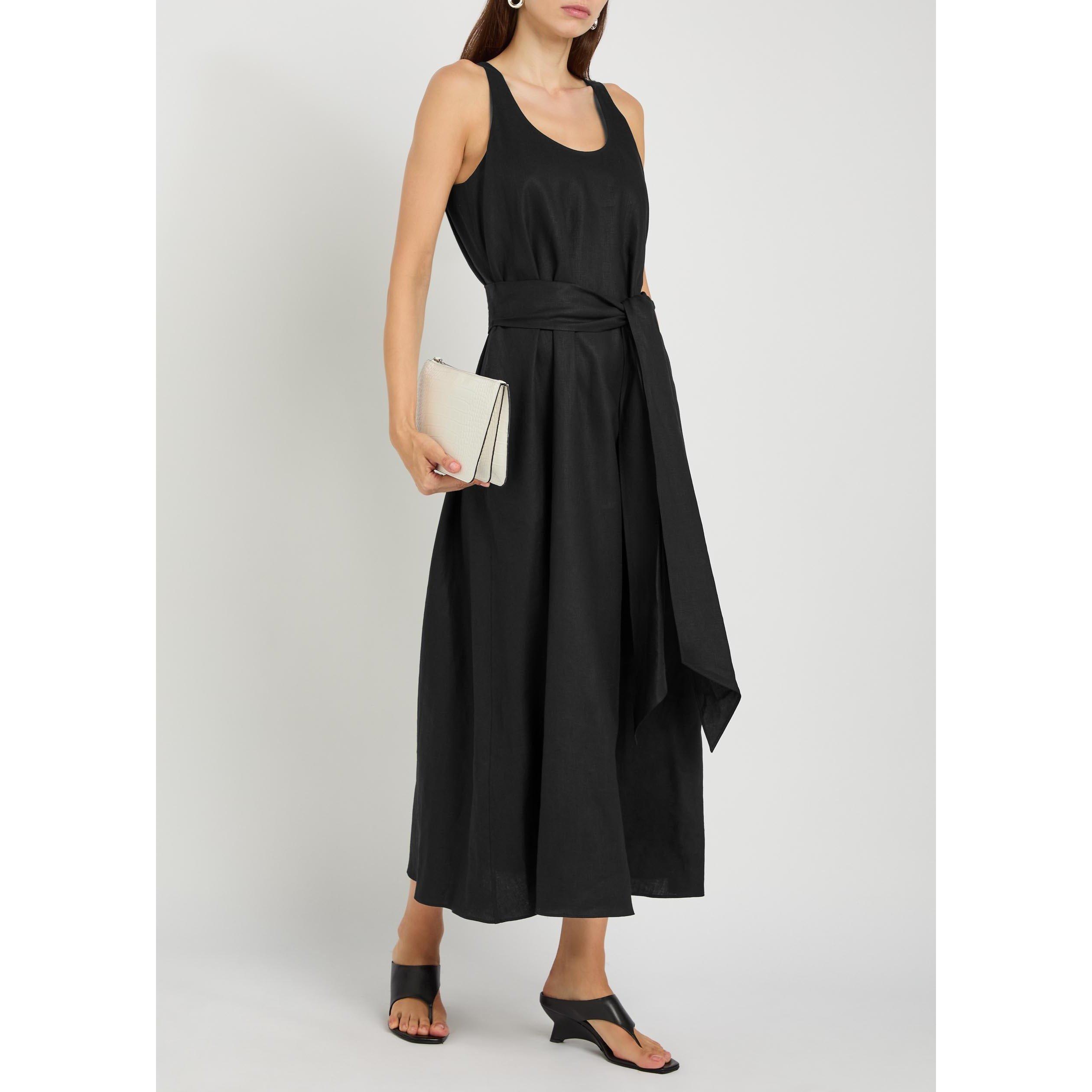 BLACK - Another Tomorrow - SARONG LINEN DRESS - 5