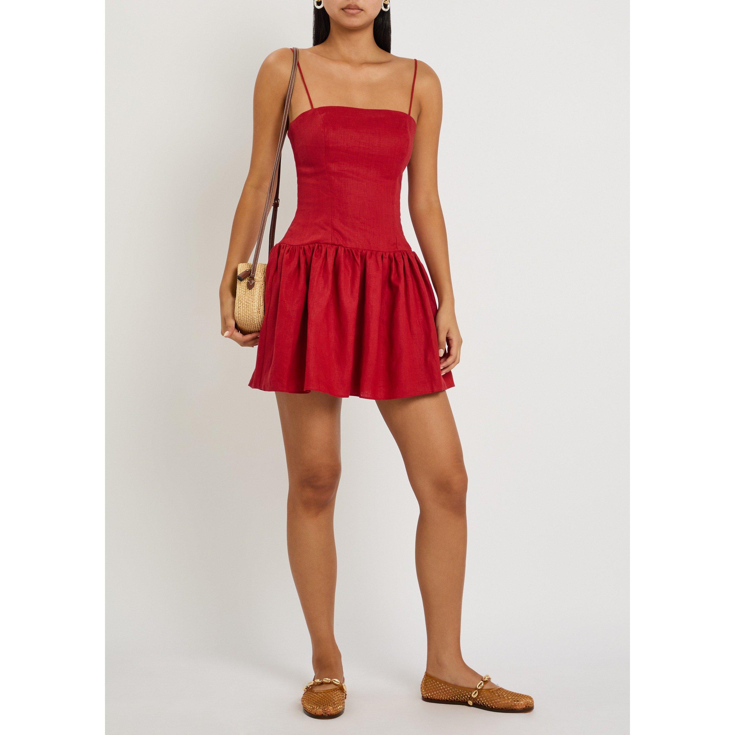 RED - Faithfull The Brand - Women's Uma Linen Square-Neck Mini Dress - 5
