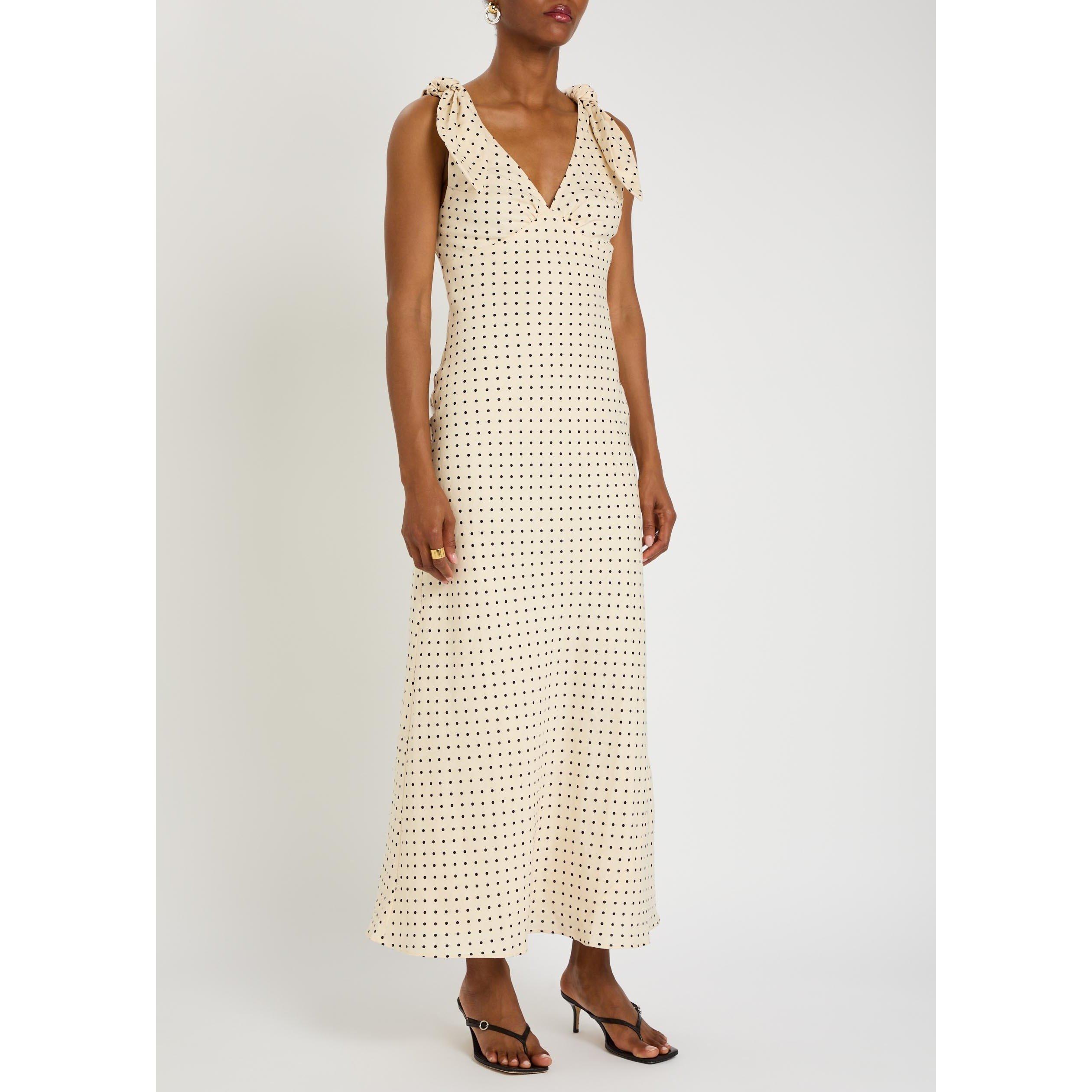 CREAM AND OTHER - Faithfull The Brand - Women's Solana Linen Polka Dot Maxi Dress - 2