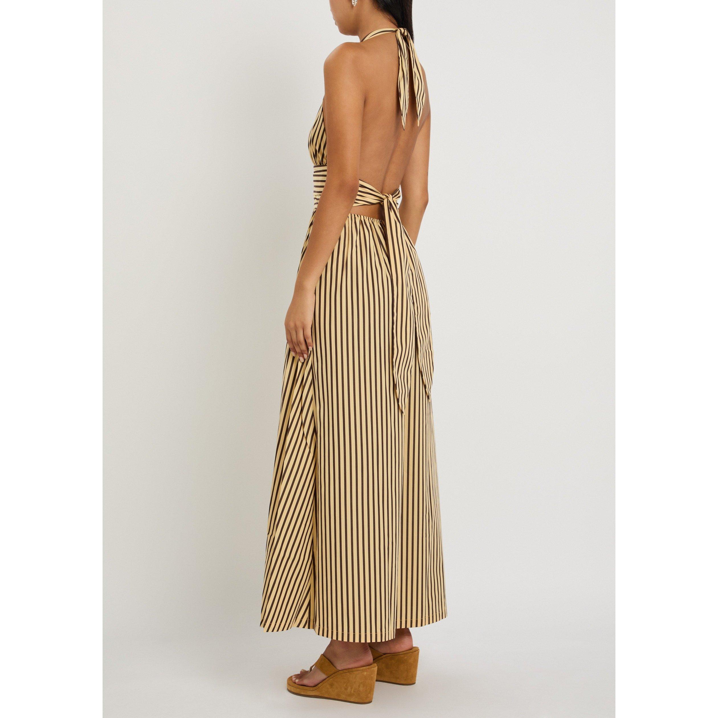 BEIGE AND OTHER - Faithfull The Brand - Women's Lido Striped Cotton Halter Neck Maxi Dress - 3